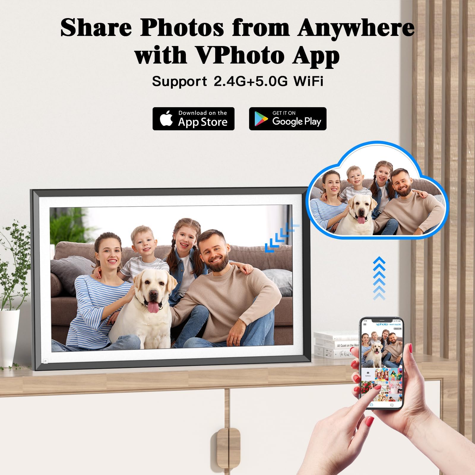 Digital Picture Frame 15.6 Inch Digital Photo Frame   32Gb Smart Picture Frame, Fhd 1080P, Full Function, Slideshow, Motion Sens