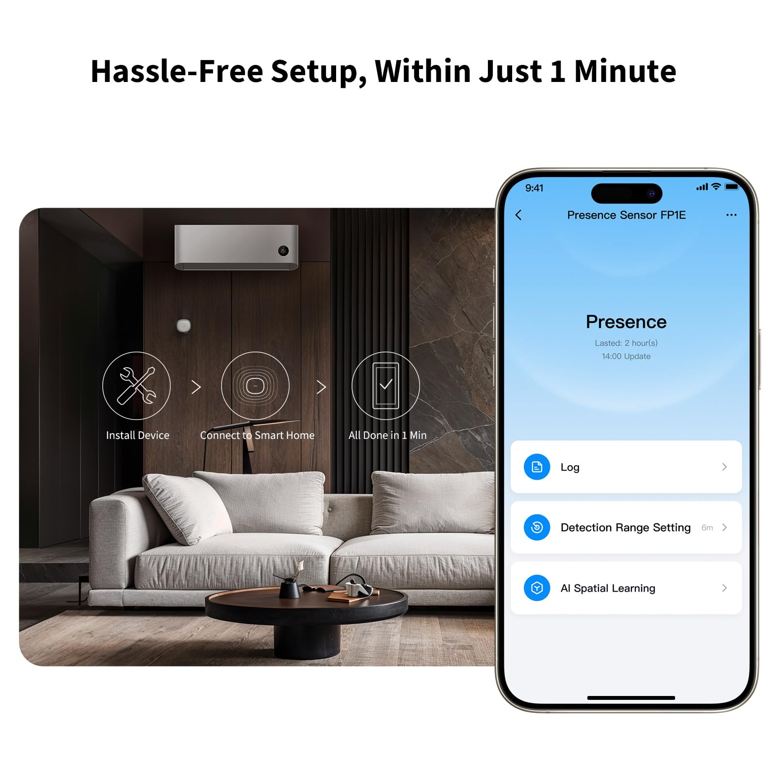 Aqara Presence Sensor Fp1E Zigbee 3.0, Requires Aqara Hub, Mmwave Radar Wired Motion Sensor, Ai Spatial Learning, Supports Homek