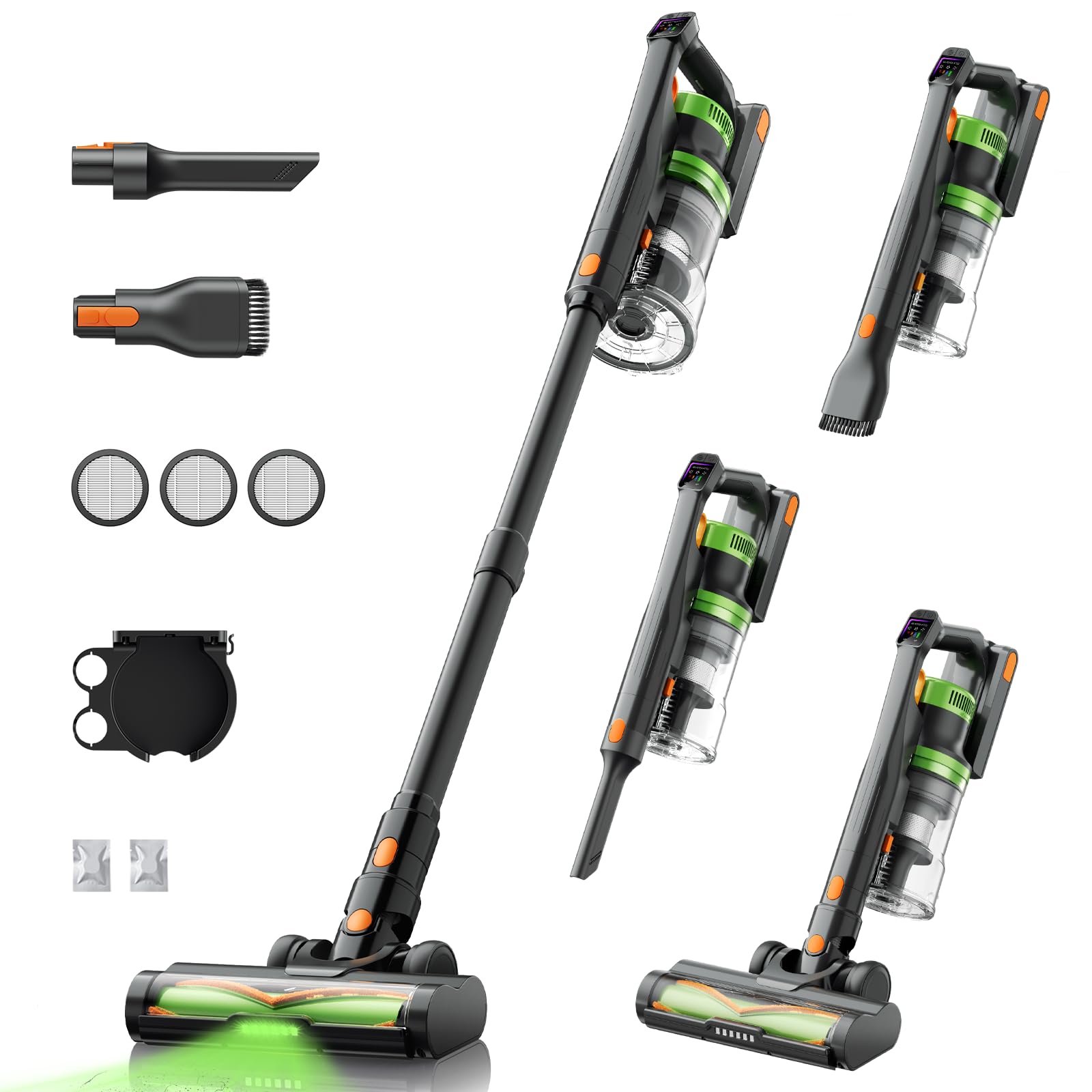 SunSare Cordless Vacuum Cleaner, 55KPa 650W 70Mins Stick Vacuum, Green Headlights, Aromatherapy, VAntiTangle Rollor, 1.8L Dust