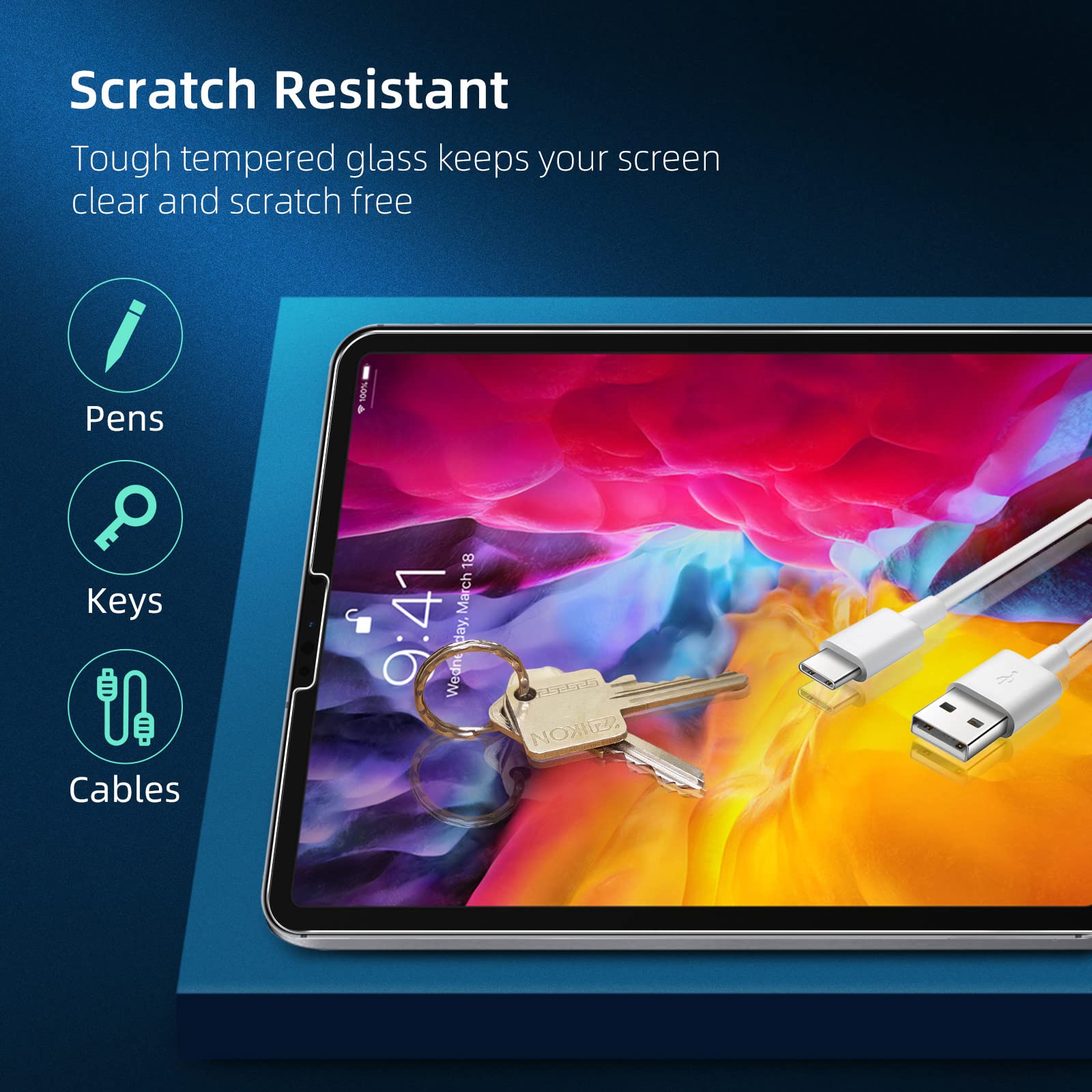 New'C 2 Pack Designed For Ipad Air 5/4 10.9 Inch (2022/2020), Ipad Pro 11 Inch (2022/2021/2020/2018) Screen Protector Tempered G