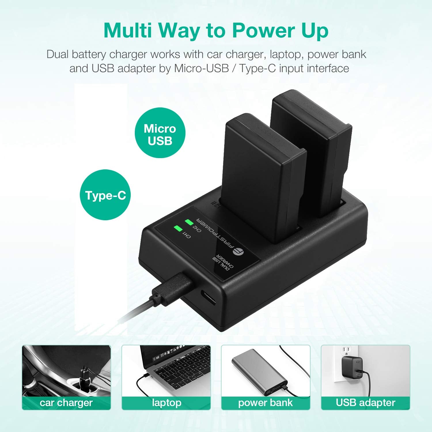 Firstpower En El9 En El9A Battery 2 Pack 2000Mah And Dual Usb Charger Compatible With Nikon D40, D40X, D60, D3000, D5000 Digital
