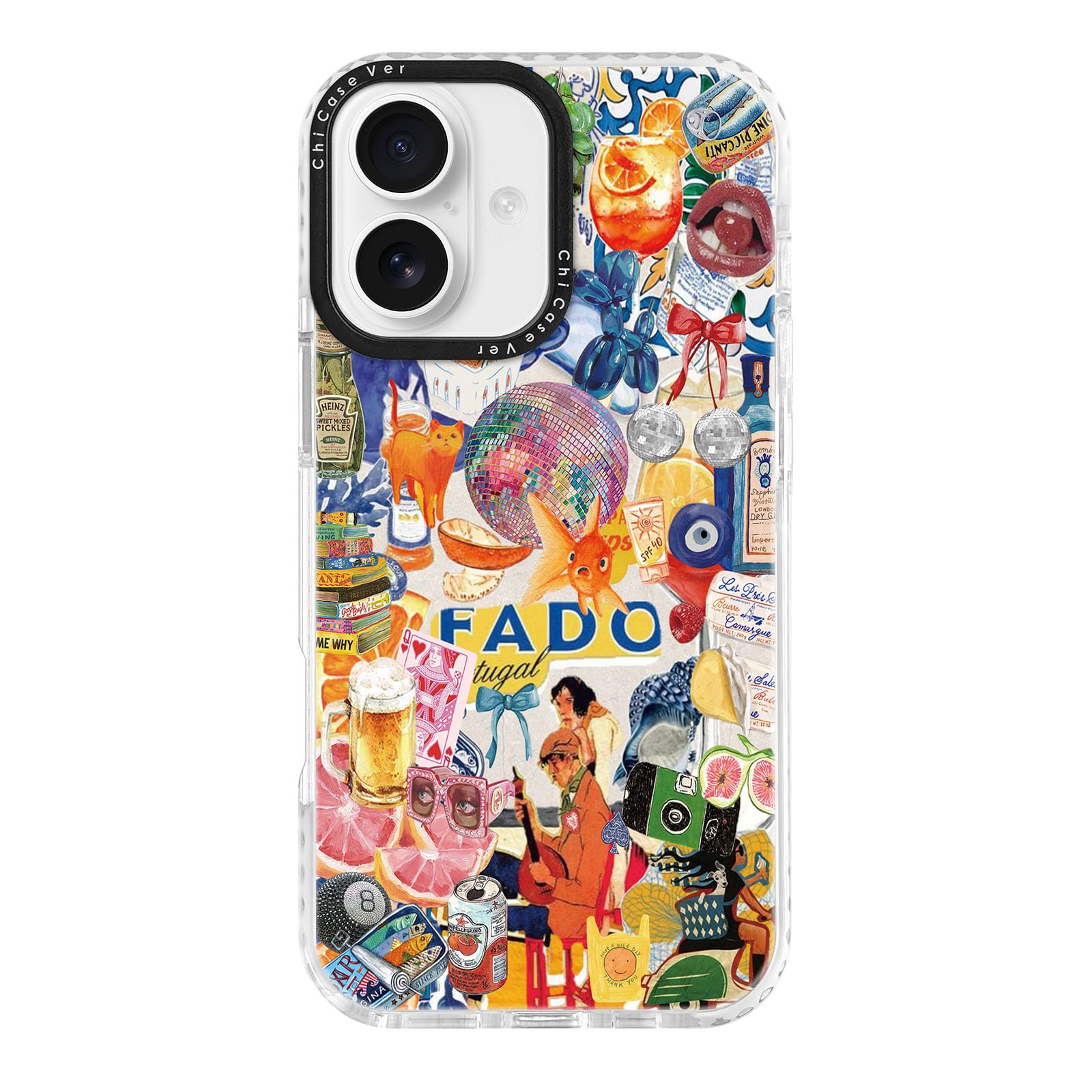 ChiCaseVer for iPhone 16 Plus Case, Fruity Summer Collage, Military-Grade Drop Protection, Designer Quirky Artistic Soft Slim TP