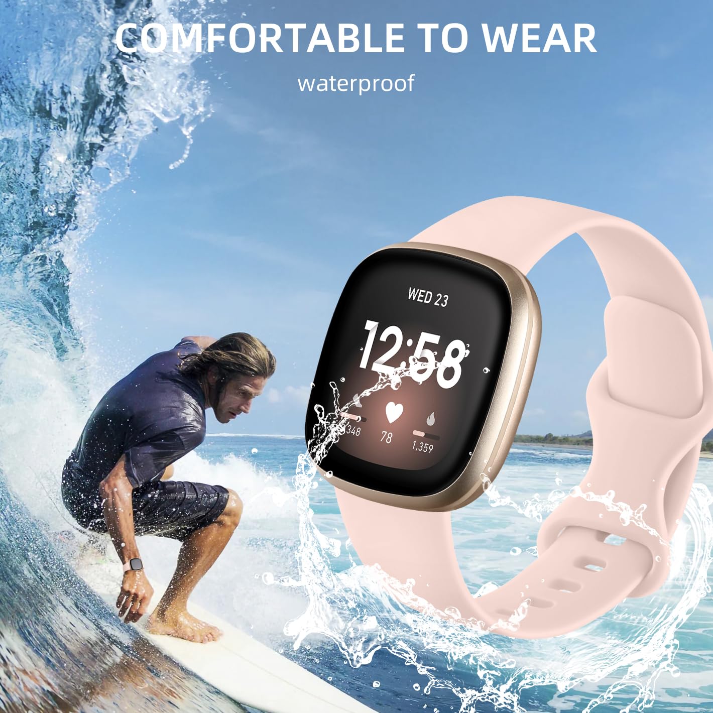 Lerobo Compatible With Fitbit Versa 3/Versa 4 Bands For Women, 8 Pack Soft Sport Replacement Wristbands Compatible With Fitbit S