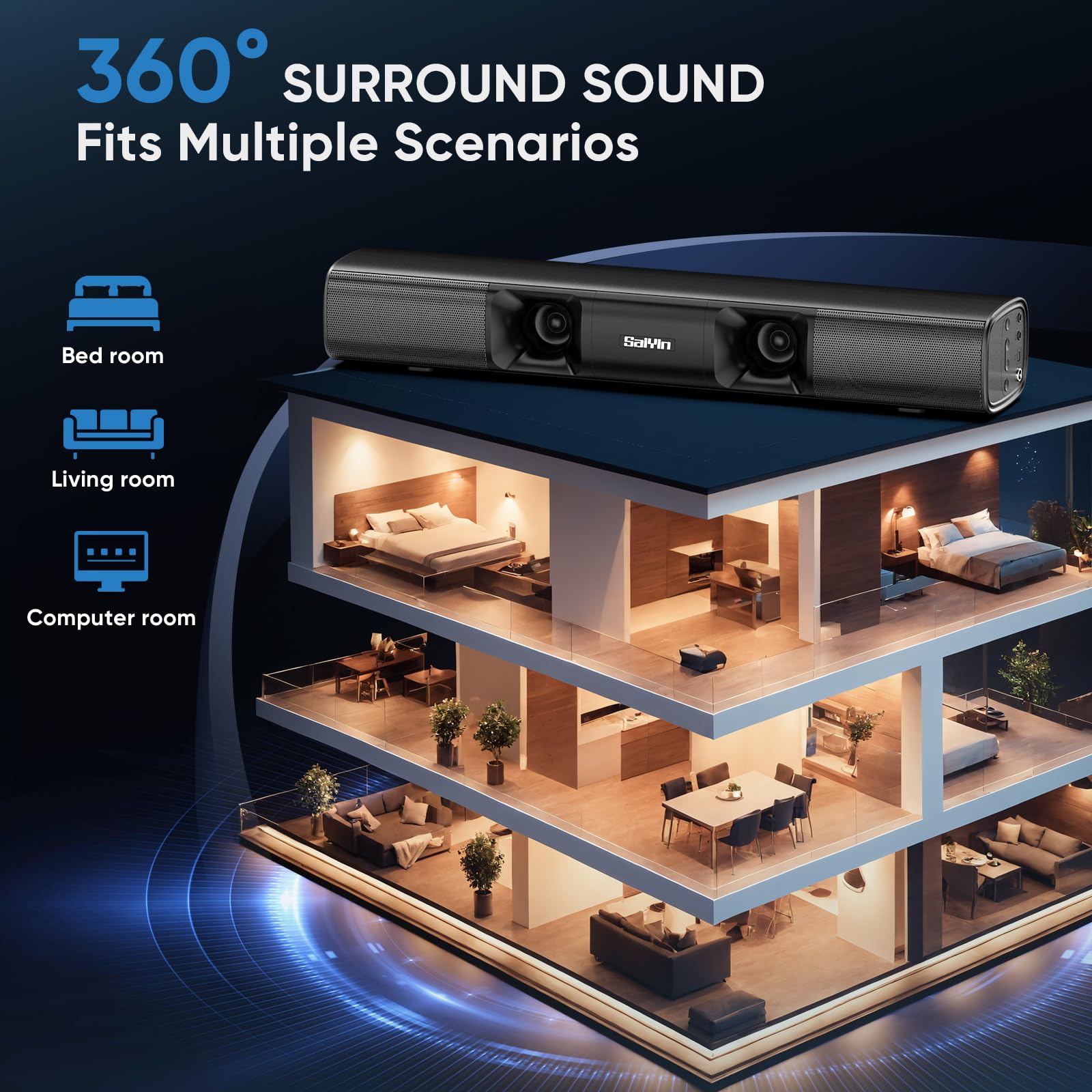 Sound Bar For Smart Tv - 50W Powerful Tv Sound Bar With Crystal Clear Dialogue & Enhanced Bass | 17-Inch Compact Soundbar For Tv