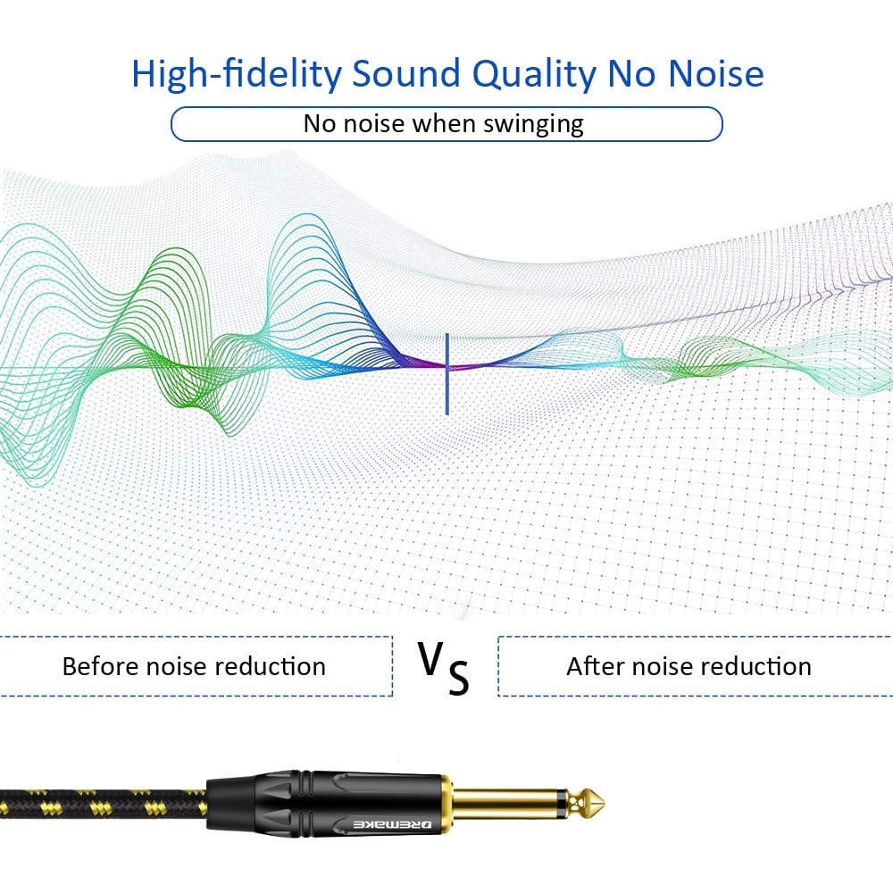 Dremake 3Ft Jack 6.35Mm Ts 1/4 Inch Male To 1/4 Inch Male Guitar Cable 6.35Mm Quarter Inch Audio Guitar Instrument Speaker Cord