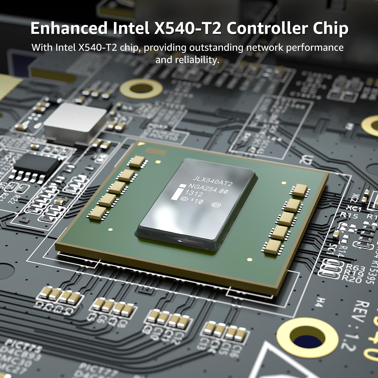 10G Pci E Network Card With 10Gbps Dual Rj45 Ports, Intel X540 T2 Conrtoller, Vimin 10Gb Ethernet Adapter Card Compatible With P