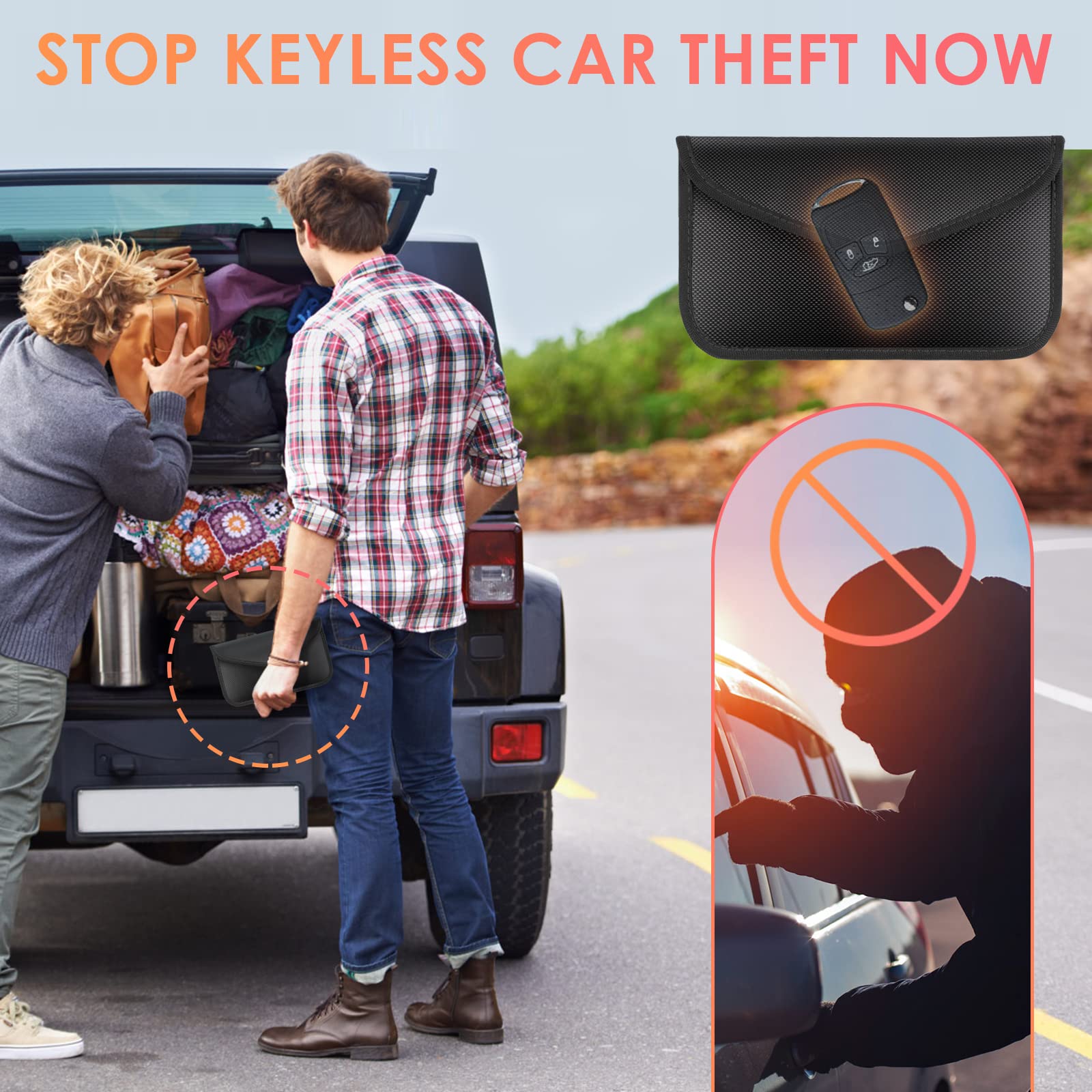 Tuulin 2 Pack Faraday Bags For Car Keys And Cell Phone, Signal Blocking Key Pouch, Anti Theft Car Protection, Cell Phone Keyless