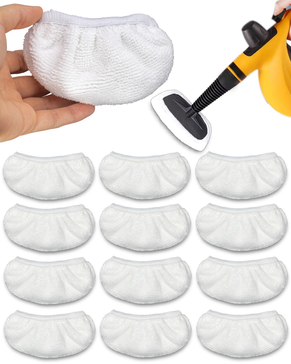 RuannoClean 12 Pack Steam Cleaner Accessories, Universal Steam Cleaner Pads