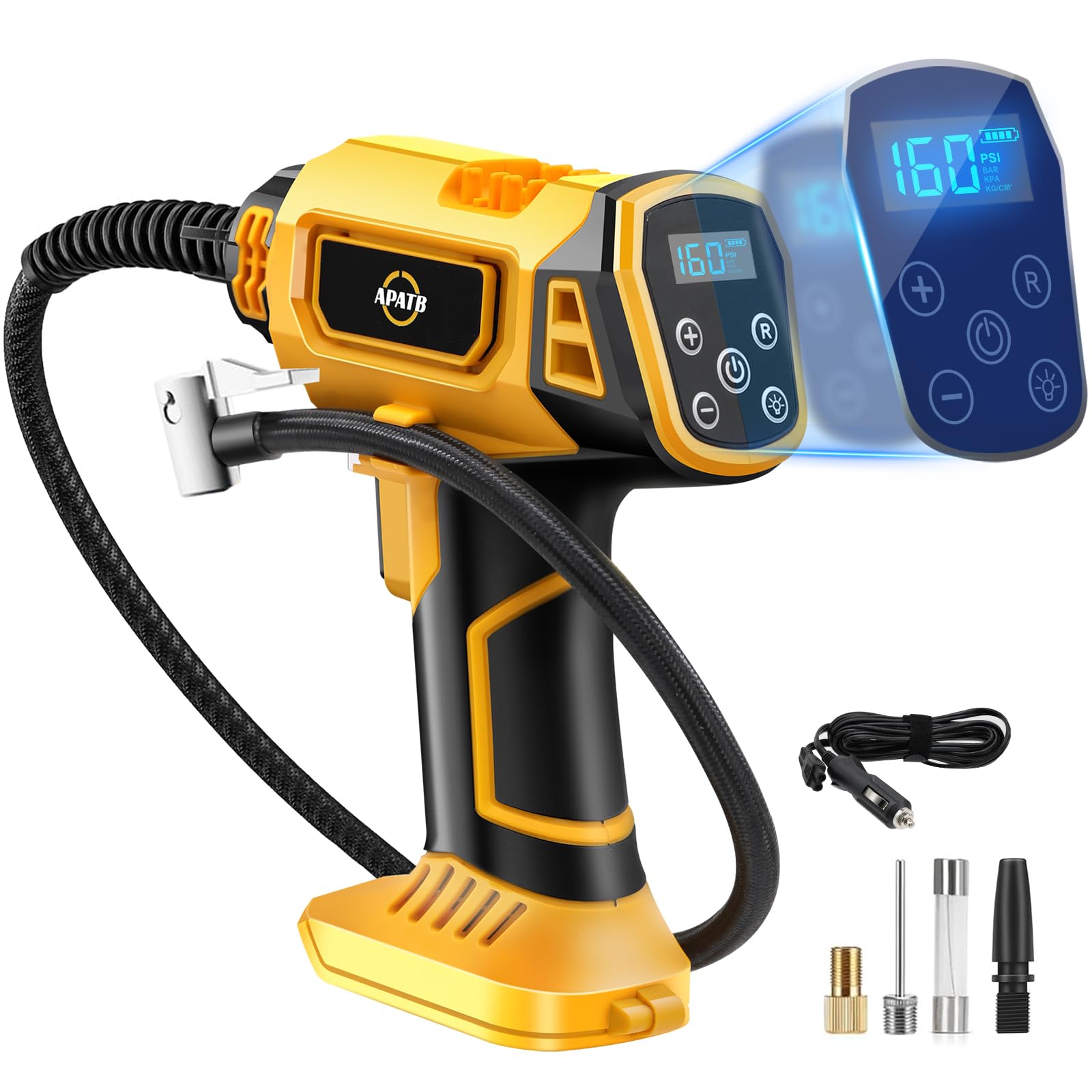 Cordless Air Compressor For Dewalt 20V Max Battery,150Psi Portable Tire Inflator Handheld Air Pump With Digital Pressure Gauge F