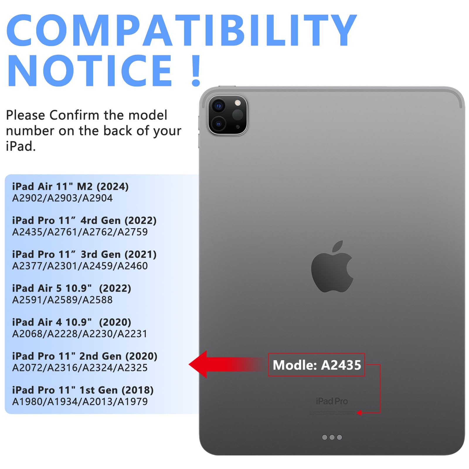 Mmk Ipad Pro 11 Inch 4Th 3Rd Gen Case With Keyboard, Ipad Air 5Th 4Th 10.9 Inch & Ipad Air 11 Inch (M2) 2024 Keyboard Case, Deta