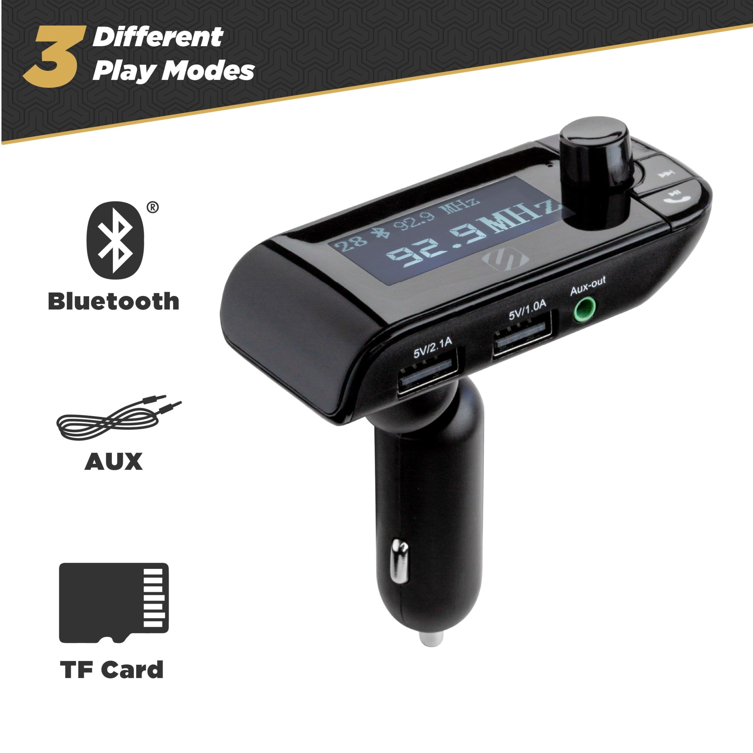 Scosche SBTFM2 XCES0 Select Bluetooth 5.0 FM Transmitter w/ Dual USB Charger Ports, LCD Screen & Aux Port, Wireless Radio Bluetooth Audio Adapter, Hands Free Car Kit for Phone Calls & MP3 Music Player