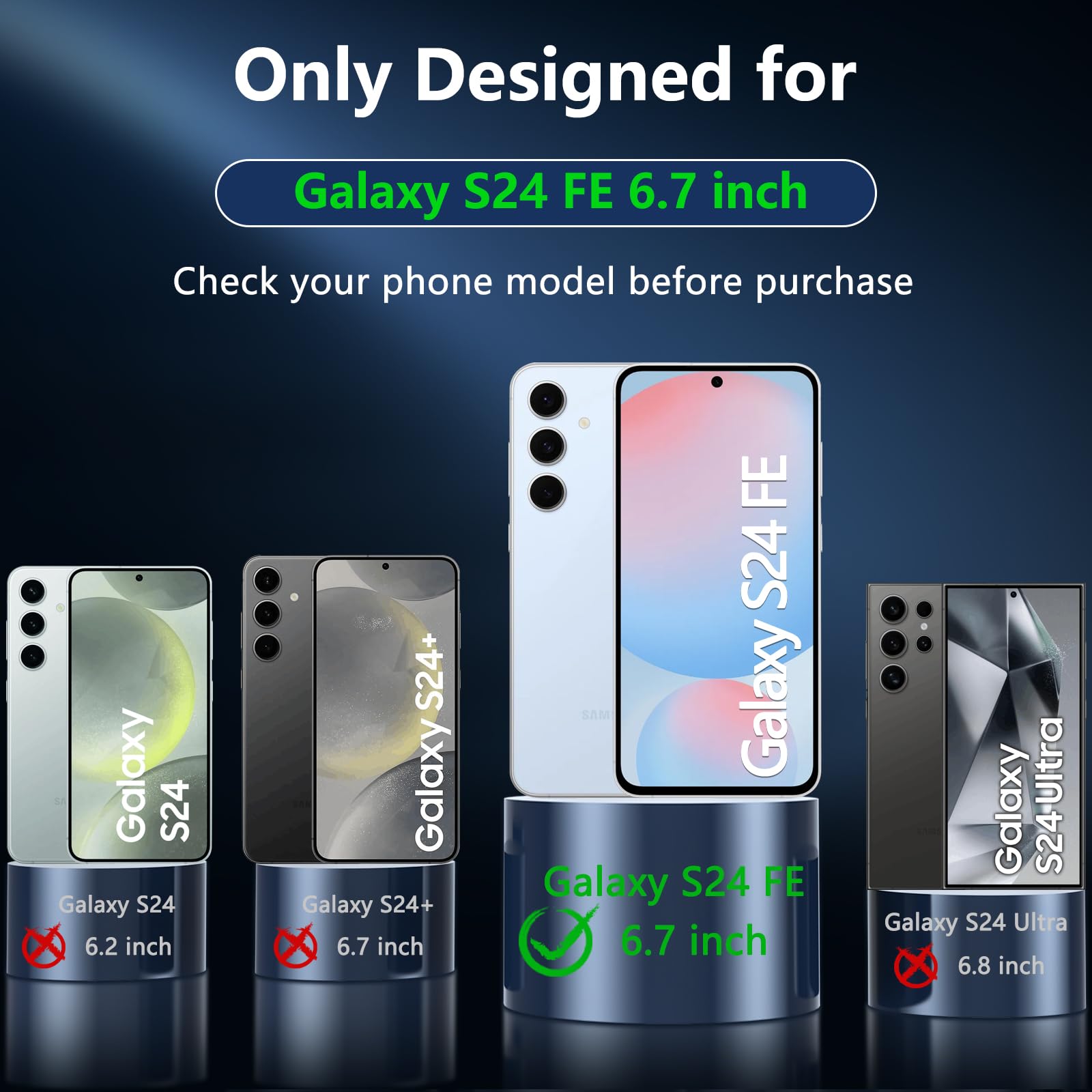Owkey For Samsung Galaxy S24 Fe Case 6.7'', Magnetic Galaxy S24 Fe Case For Magsafe With Tempered Screen Protector [Shockproof M