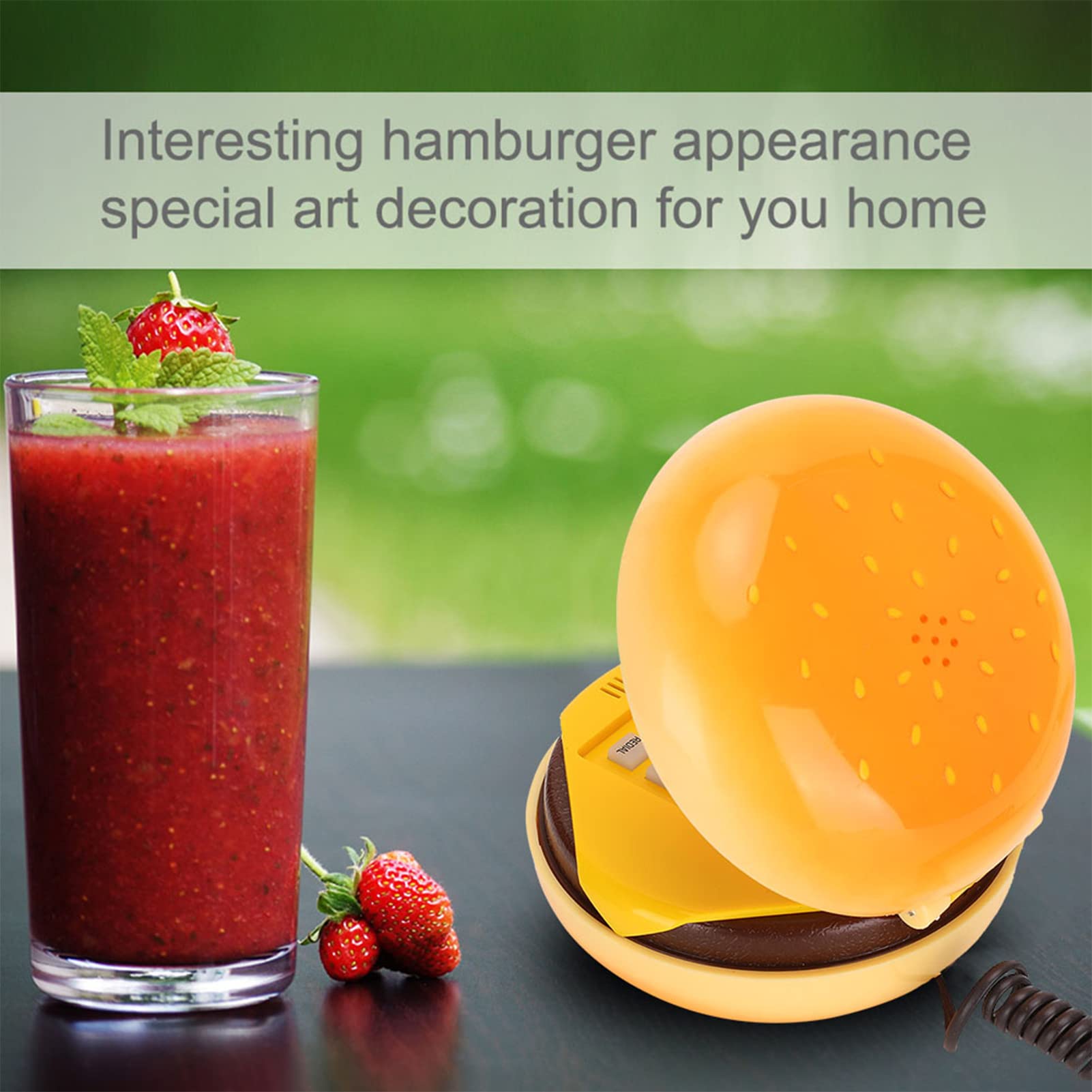 Wired Landline Hamburger Phone,Novelty Emulational Hamburger Cheeseburger Telephone Wire Landline Phone,Home Restaurant Hotel Of