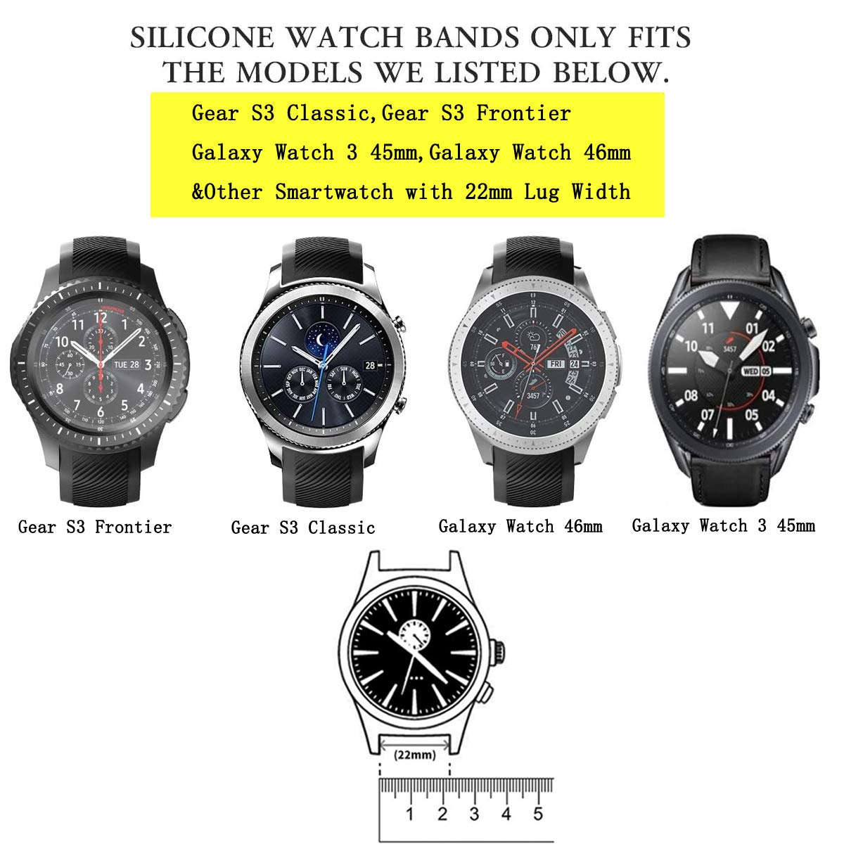 Bands For Samsung Gear S3 Frontier/Classic Watch Silicone Bracelet, Sports Silicone Band Strap Replacement Wristband For Samsung