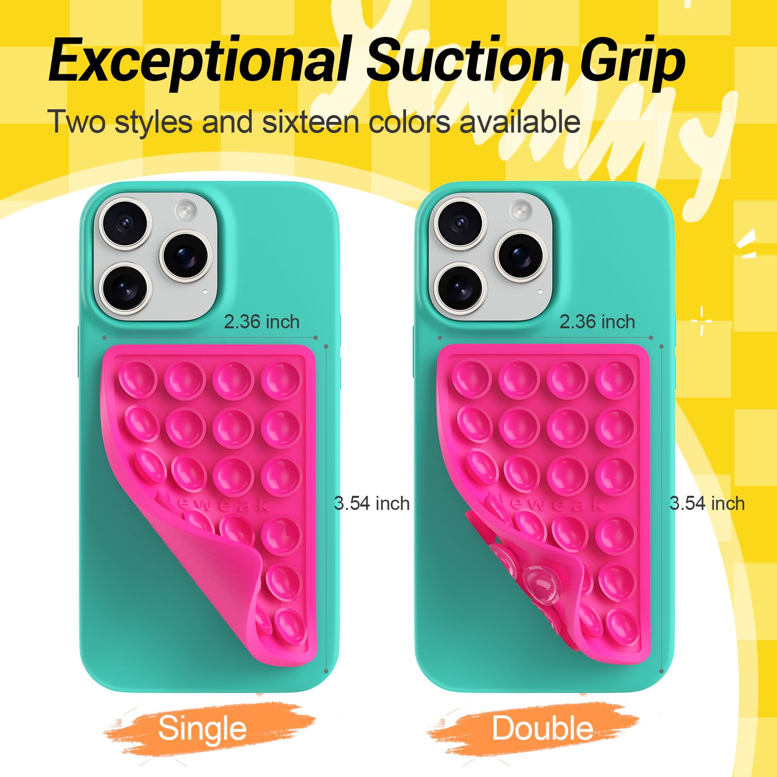 2 Pack Silicone Suction Phone Case Adhesive Mount, Silicone Octo Cup Buddy Sticky Holder For Iphone And Android, Hands-Free Grip