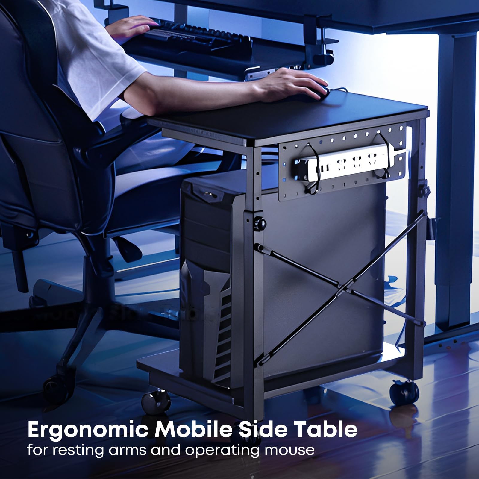 Putorsen Pc Tower Stand, Height Adjustable Computer Tower Stand Under Desk, 2 Tier Atx Case Pc Floor Stand, Pc Holder, Under Des