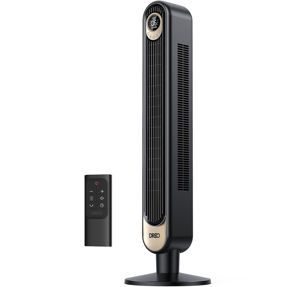 Dreo Tower Fan 42 Inch, Quiet Oscillating Bladeless Fan With Remote, 6 Speeds, 4 Modes, Led Display, 12H Timer, Blackgold Floor