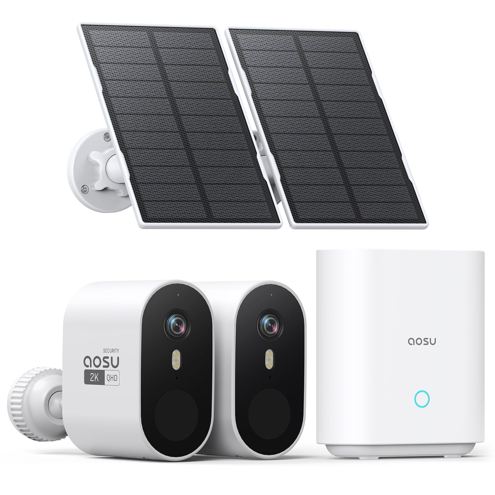 Aosu Solar Security Cameras Wireless Outdoor, 2K Qhd Home Security System, 2 Cameras Kit With 166� Ultra Wide View, Forever Power, Spotlight Camera, 32G Local Storage, No Monthly Fee