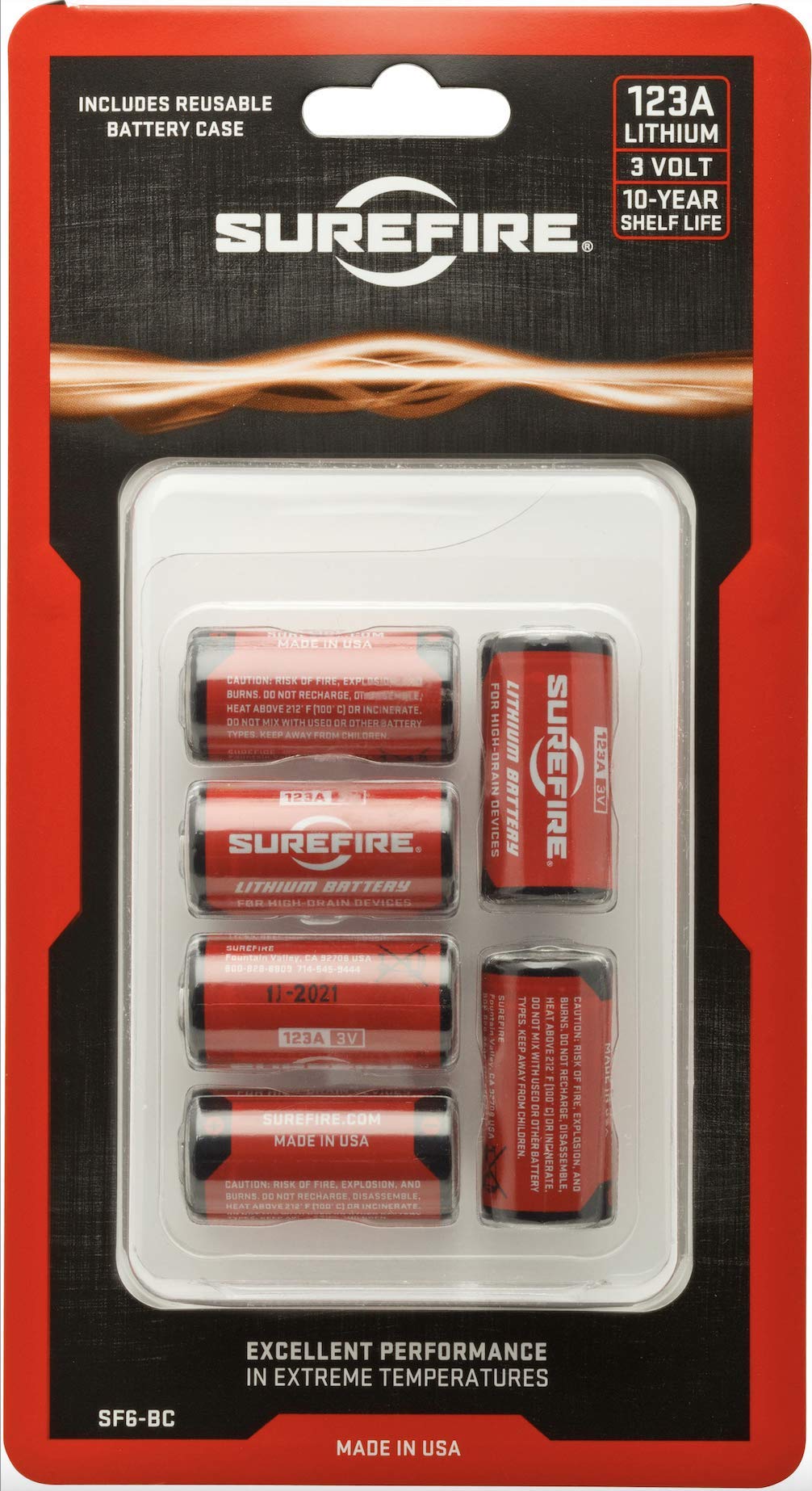 Surefire 6 Pack 123A Lithium Batteries