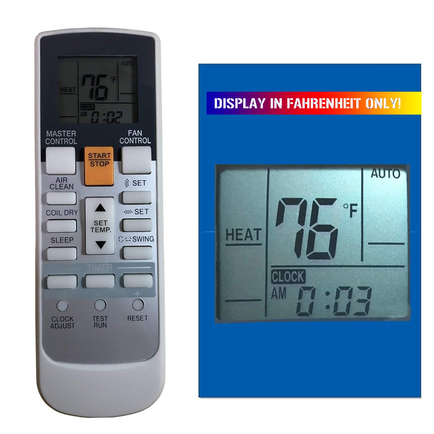 Replacement For Fujitsu Air Conditioner Remote Control Ar Rah2U Ar Rah1U Ar Rae2U Ar Rae1U Ar Ry3 Ar Ry4 Ar Ry5 Ar Ry6 Ar Ry7 Ar