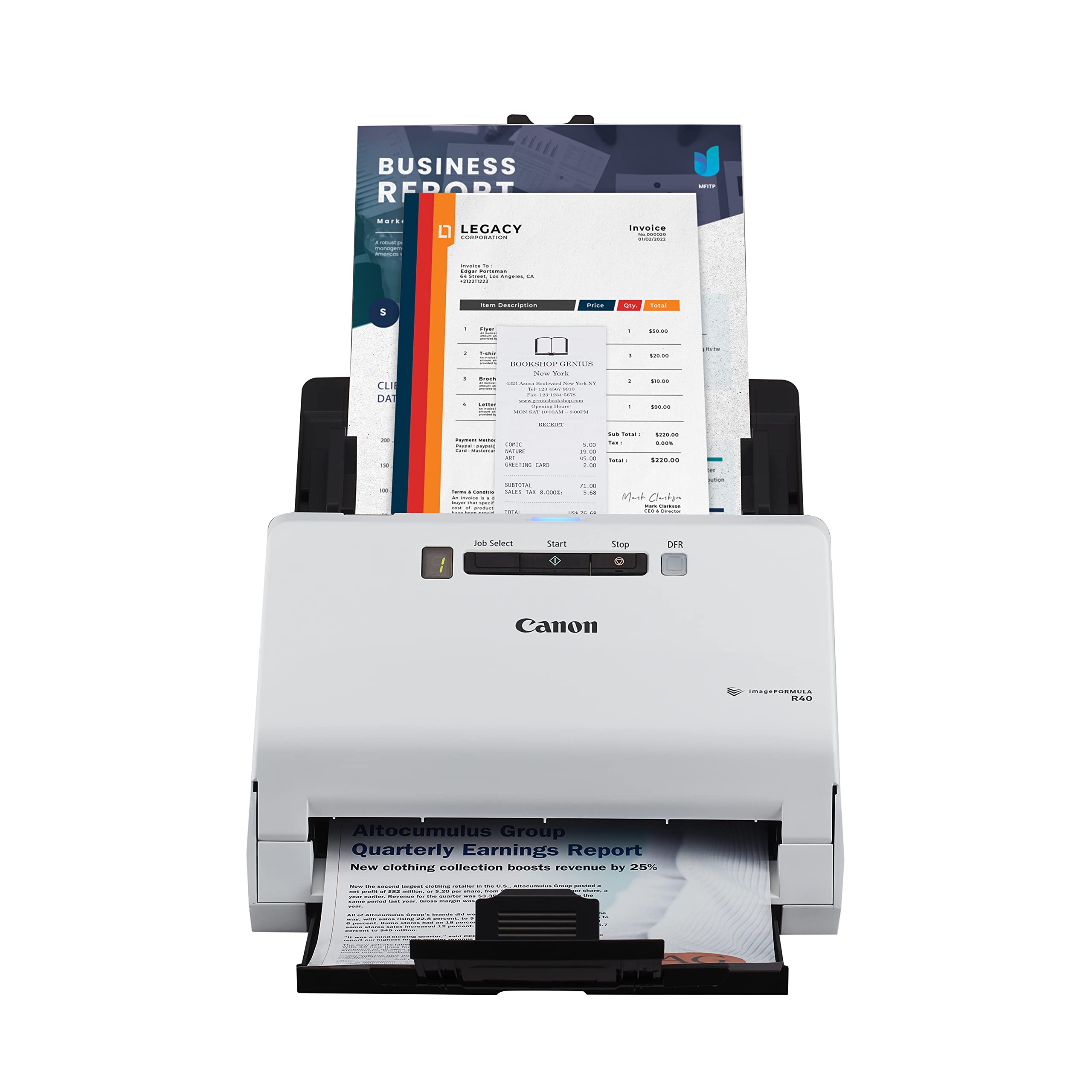 Canon imageFORMULA R40 Office Document Scanner Receipt Edition, for PC and Mac, Scan & Extract Data to QuickBooks Online, Color 