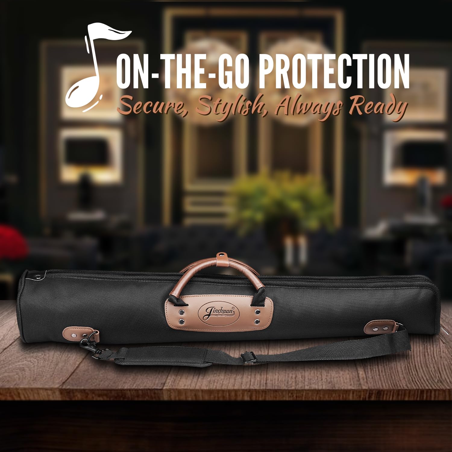 Flexzion Soprano Saxophone Case, Sax Gig Bag Backpack W/Strap, Pouch, Leather Handle, Music Instrument Storage, Lightweight, Wat