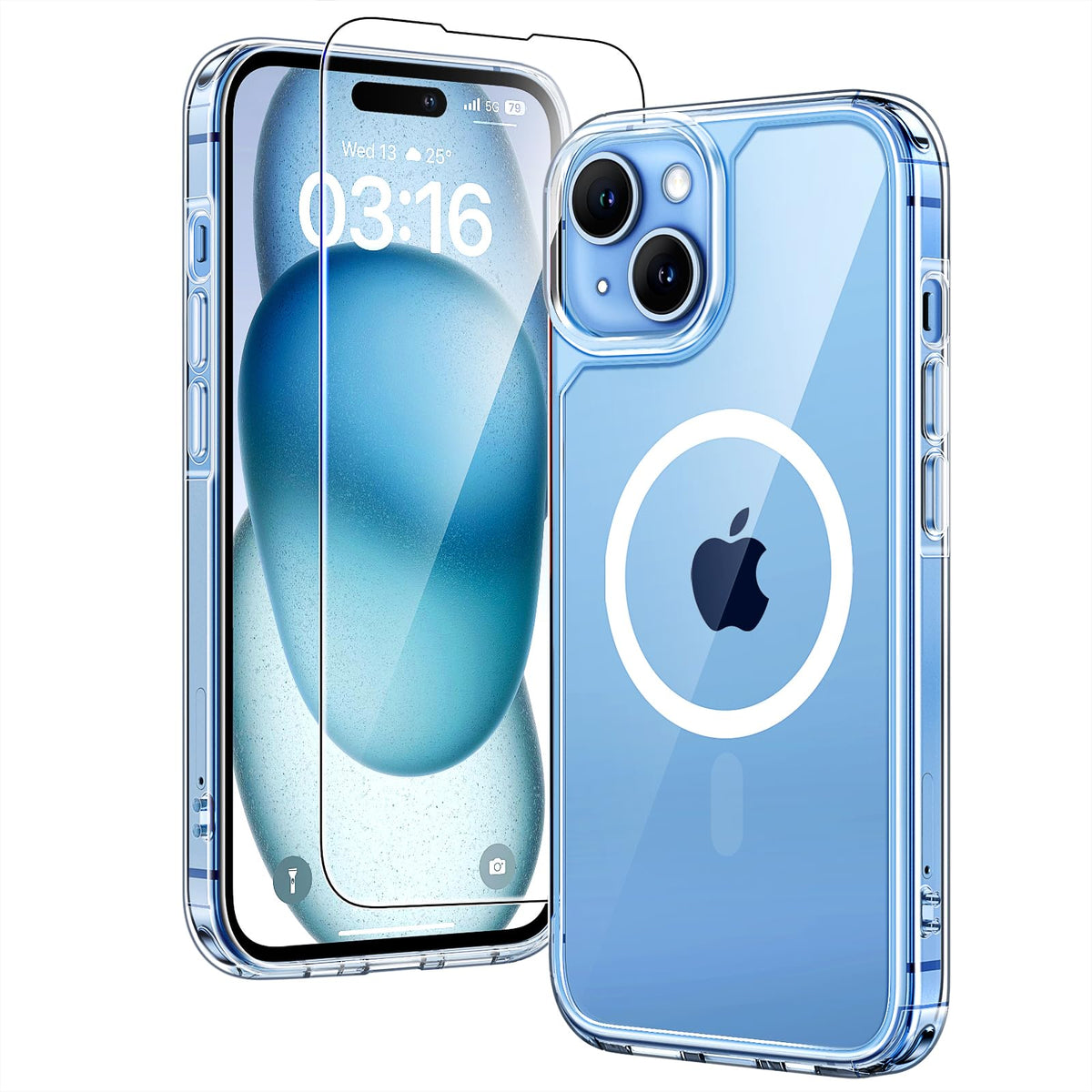Tauri 5 In 1 Magnetic For Iphone 15 Plus Case, With 2 Screen Protector + 2 Camera Lens Protector, [Enhanced Military Grade Prote