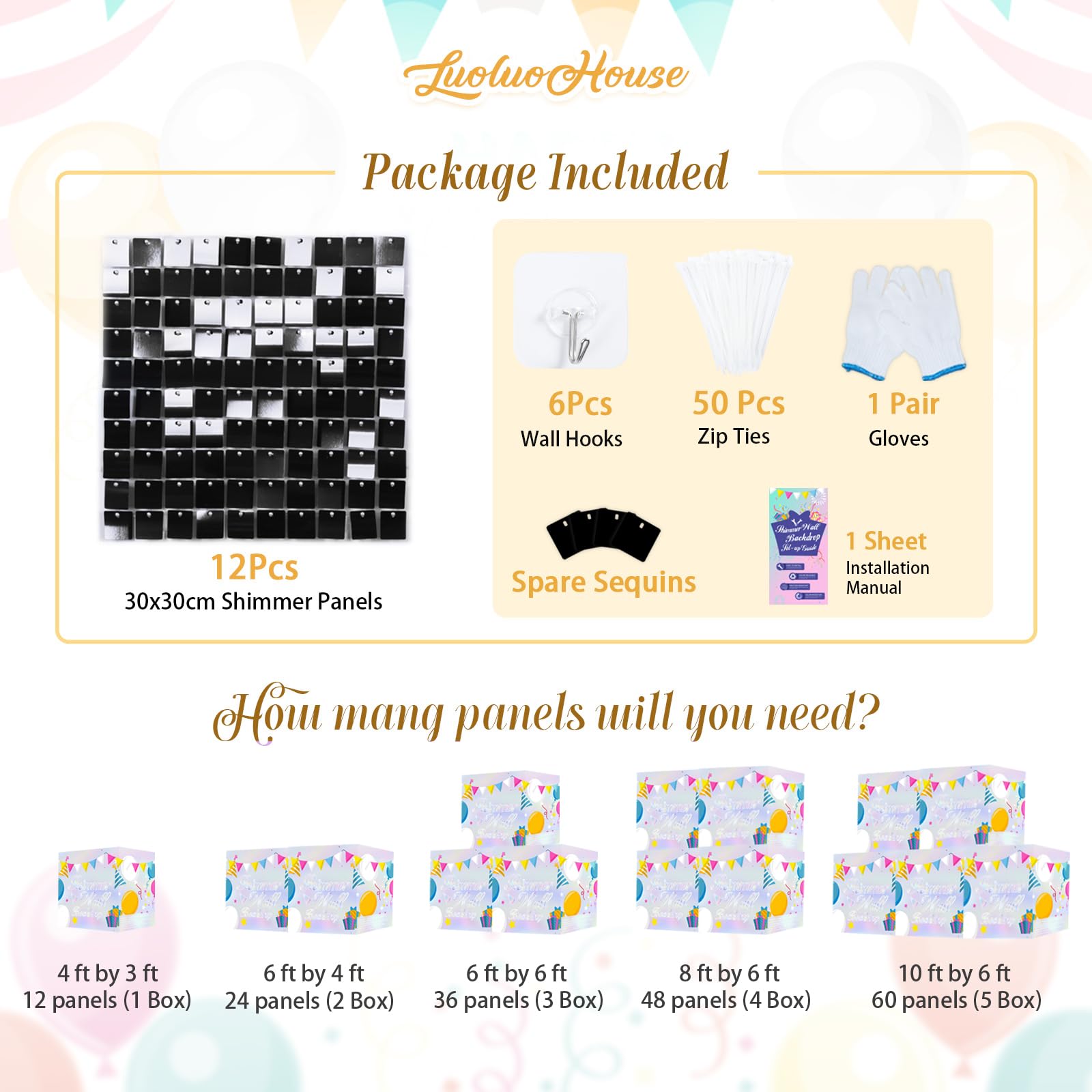 Shimmer Wall Backdrop Black Backdrop Decoration Mirror Backdrop Sequin Panels Shimmer Panels(Pack Of 12) Photo Backdrops For Bir