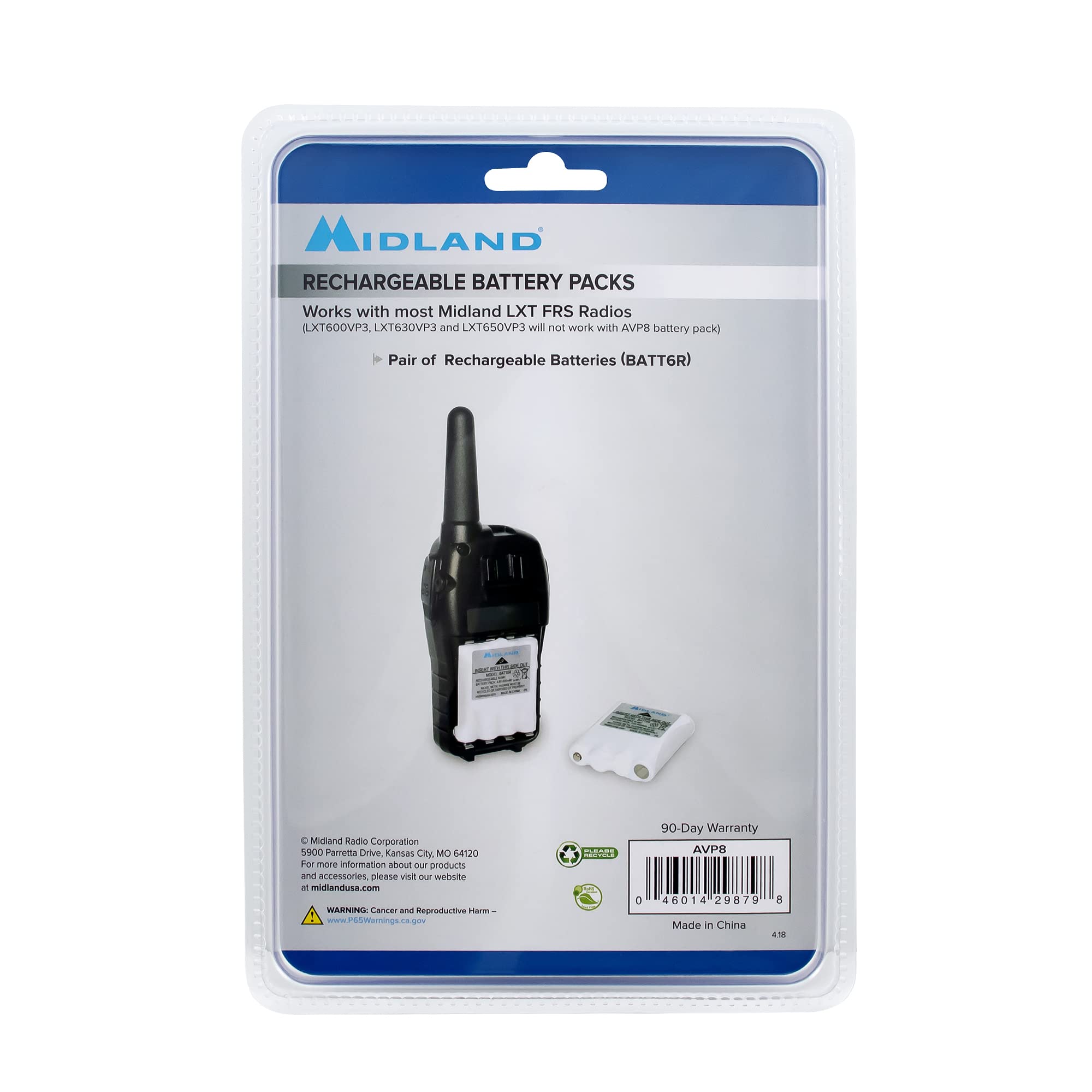 Midland Avp8 Nimh Rechargeable Battery Packs For Cxt And Lxt Series Radios   6 Pack