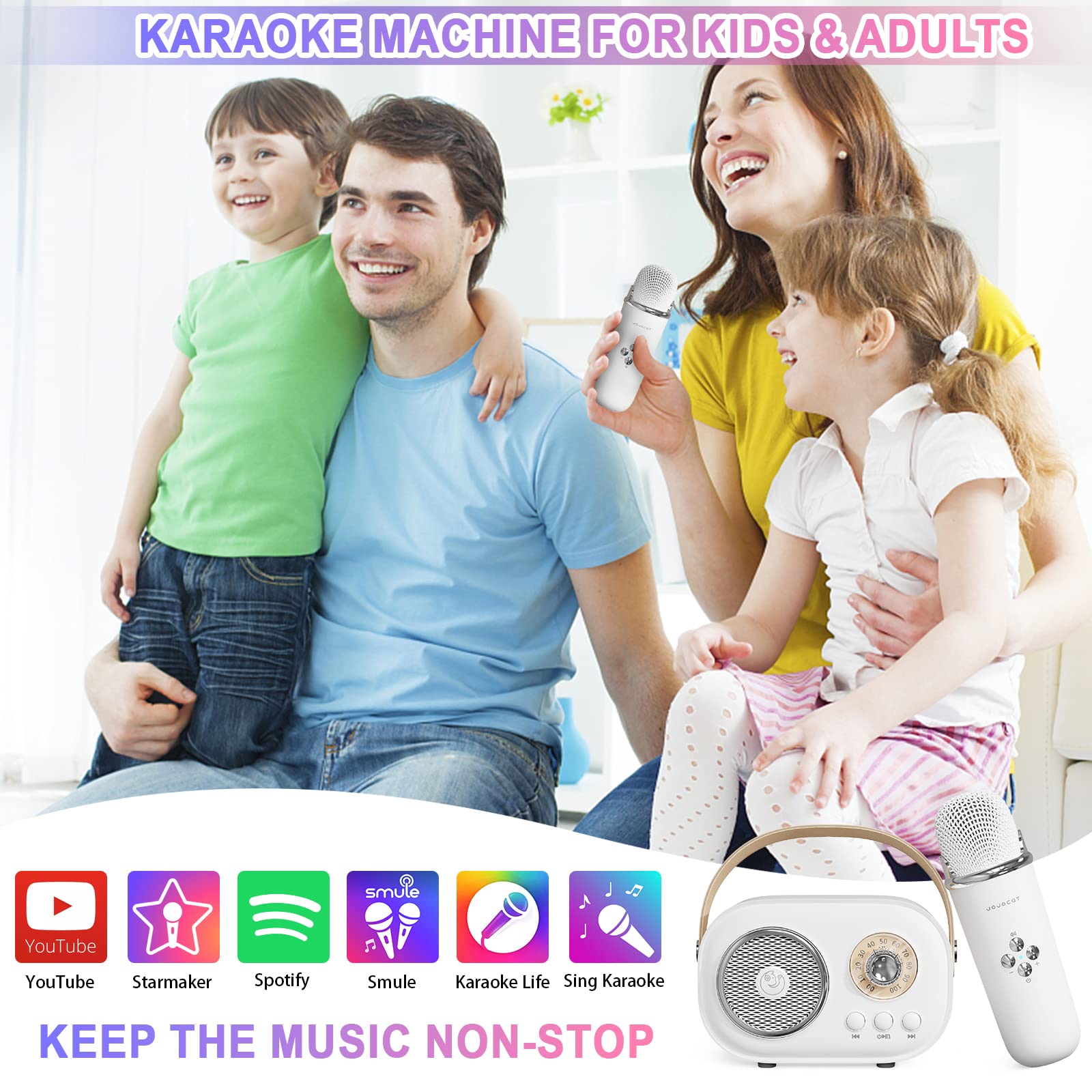 Mini Karaoke Machine,Karaoke Machine For Kids And Adults,Cute Karaoke With Microphone Set,Portable Bluetooth Speaker With Microp