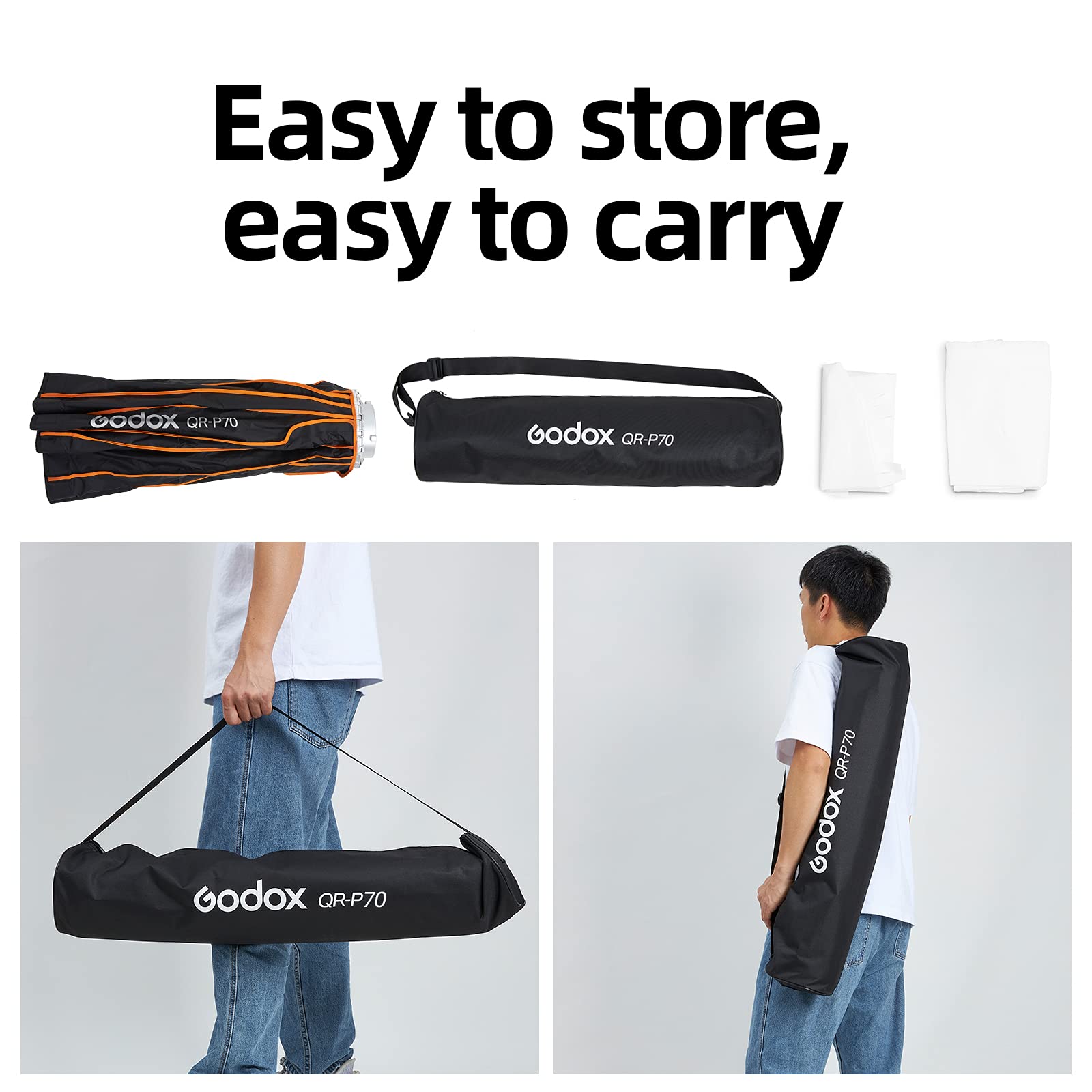 Godox Qr P70 27In 70Cm Deep Parabolic Softbox Quick Release Compatible Bowens Mount Softbox With Grid, Carrying Bag For Photogra