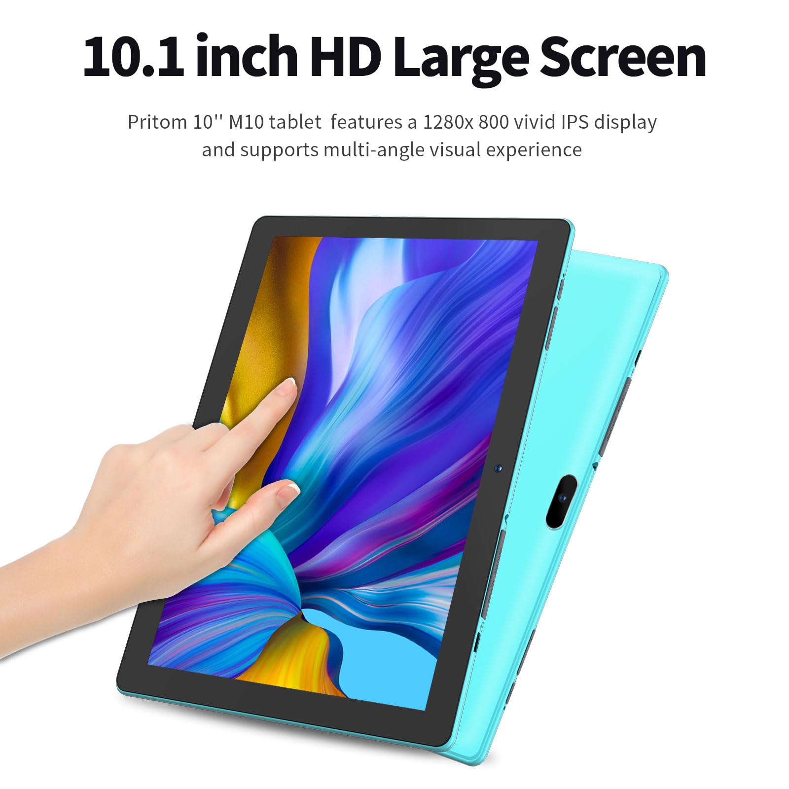 Pritom M10 10 Inch Tablet   Android 13 Tablets With 4Gb(+2Gb Expand) Ram, 64Gb Rom, 512Gb Expand, Quad Core, Hd Ips Screen, Dual
