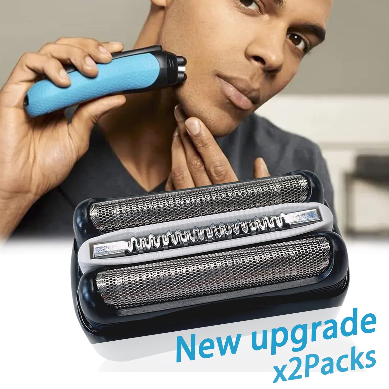 2Pcs 21B Series 3 Shaver Replacement Head Foil & Cutter Accessory For Braun S3, Compatible With Braun 3040S 300S 3010S 320S 3030