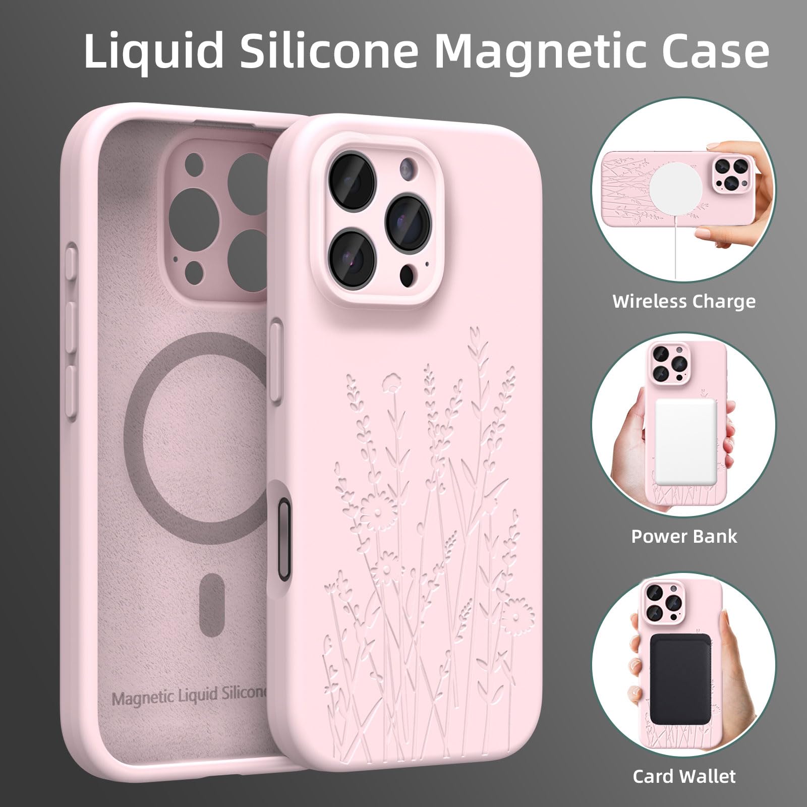 Oaoa Magnetic Case Compatible With Iphone 16 Pro Case, Compatible With Magsafe, Camera Protection, Cute And Durable Liquid Silic