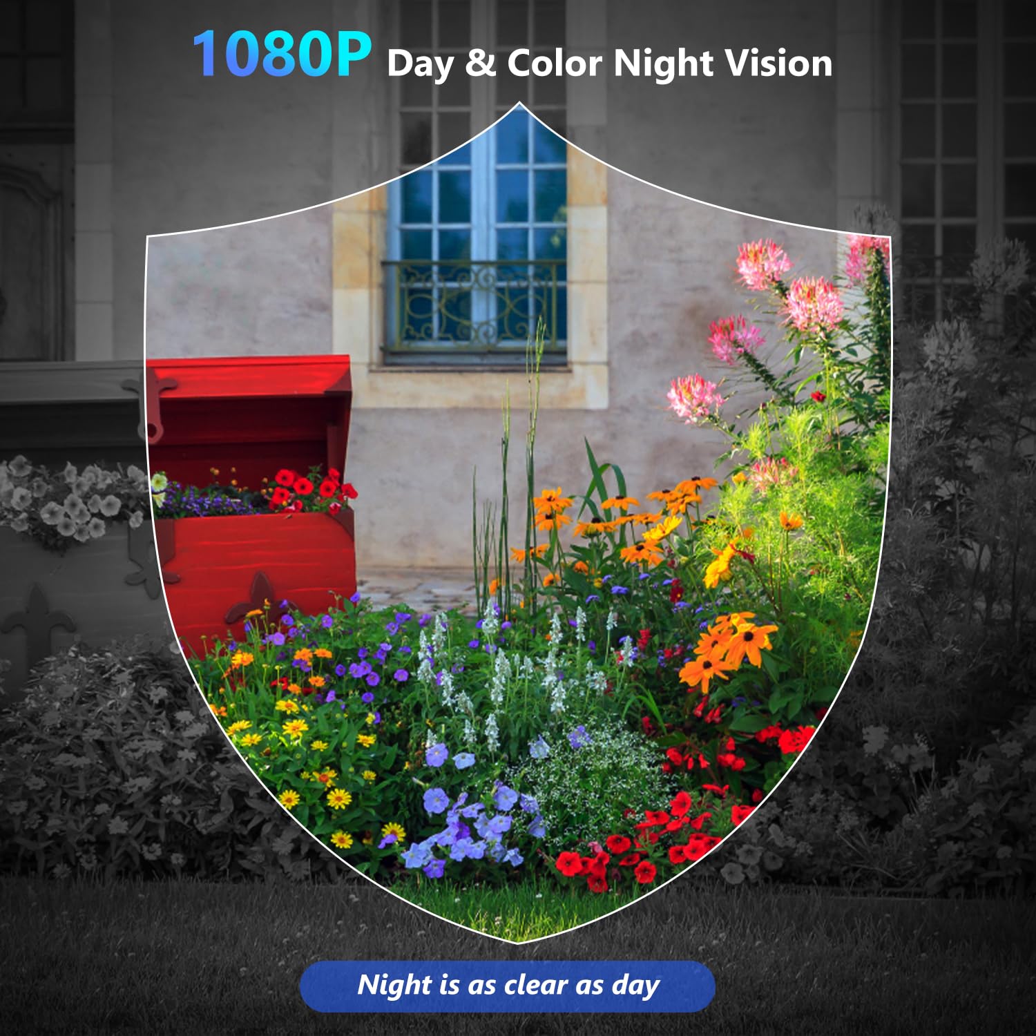 Geekee 1080P Security Wifi Cameras For Home Security, Wireless Outdoor With Motion Detection, Spotlight/Siren Alarm, Color Night