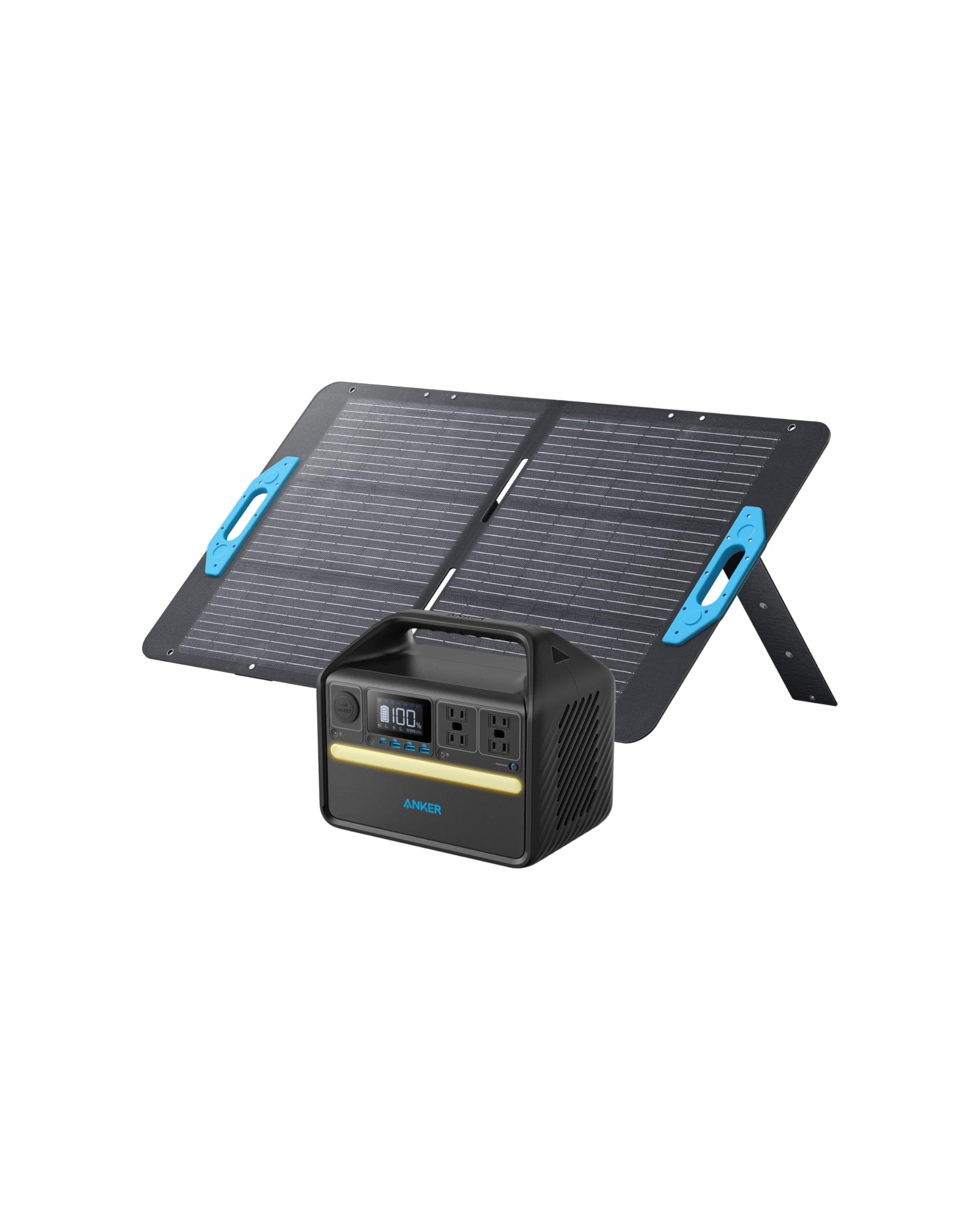 Anker 535 Solar Generator, Powerhouse 512Wh With 100W Solar Panel, Power Station With Lifepo4, 4 * 110V Ac Outlets, 60W Usb C Pd
