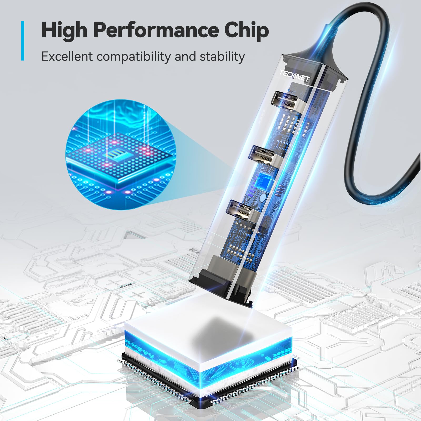 Tecknet Usb To Ethernet Adapter, Usb C To Ethernet, Aluminum 3 Port Usb 3.0 Hub With Rj45 10/100/1000 Gigabit Ethernet Adapter C