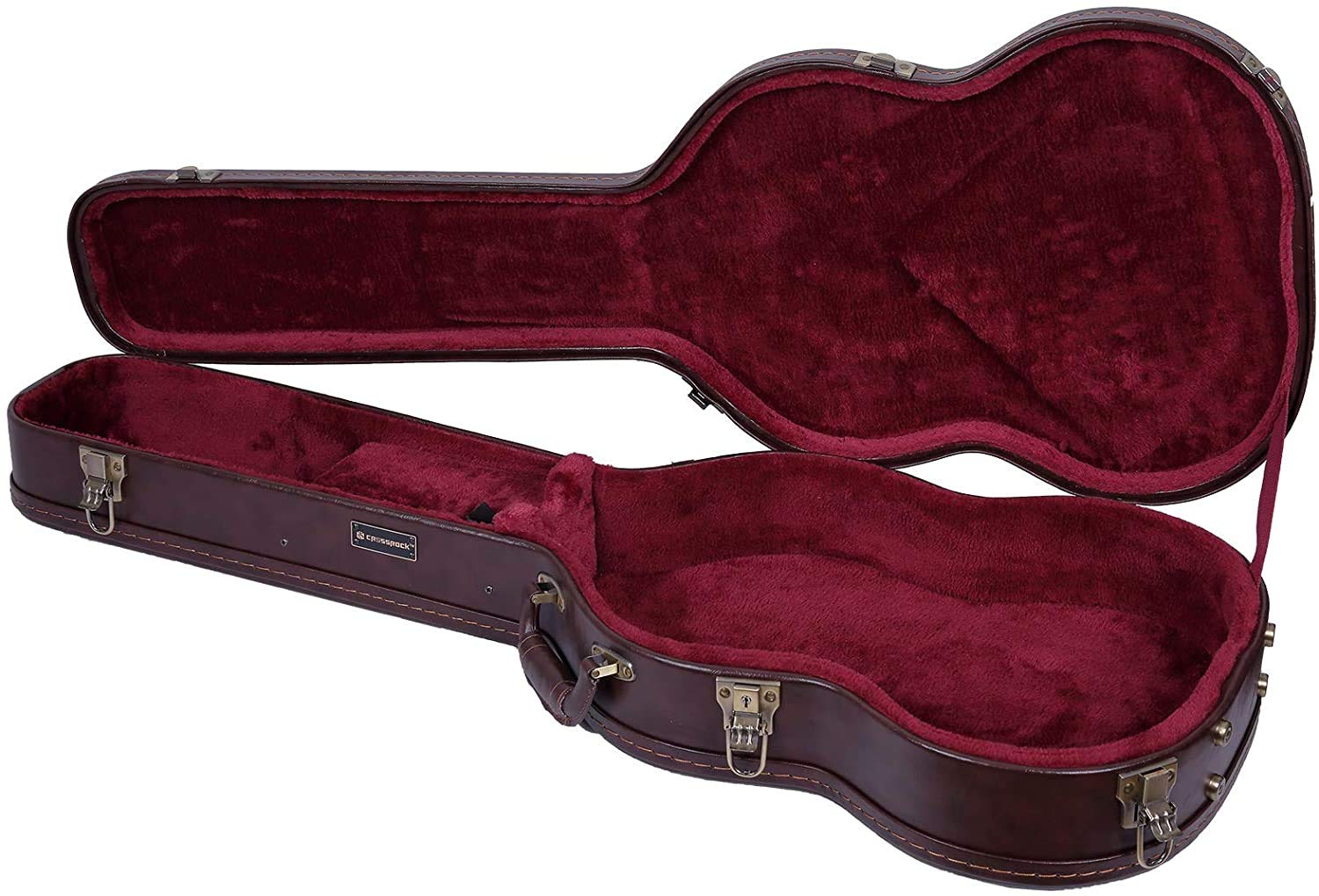 Crossrock Wooden Case for SG Electric Guitars, Vintage Brown, Model CRW620SGBR, Durable Leather Material