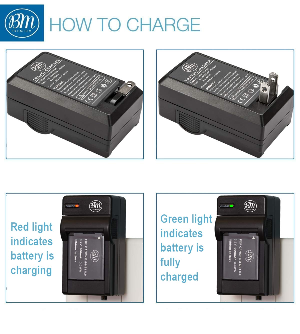 BM Premium NB-11LH Batteries & Charger for Canon Elph 110-190, SX400-420 Cameras