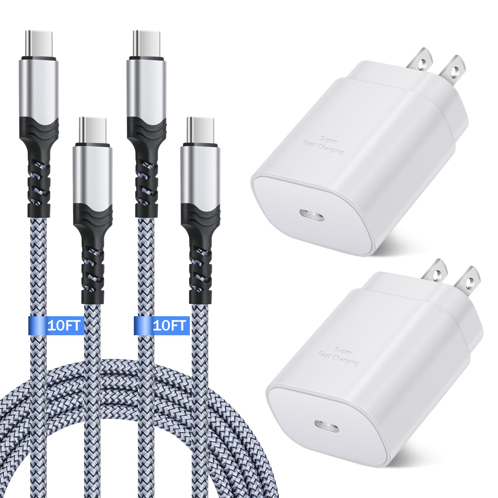 Usb C Charger Block, Costyle 25W Super Fast Charger Type C Charging Block With 10Ft Usb C Cable For Samsung Galaxy S23 S24 Ultra S23+ S22 S21Plus S20Fe Note 20 A52 A53 A54 White