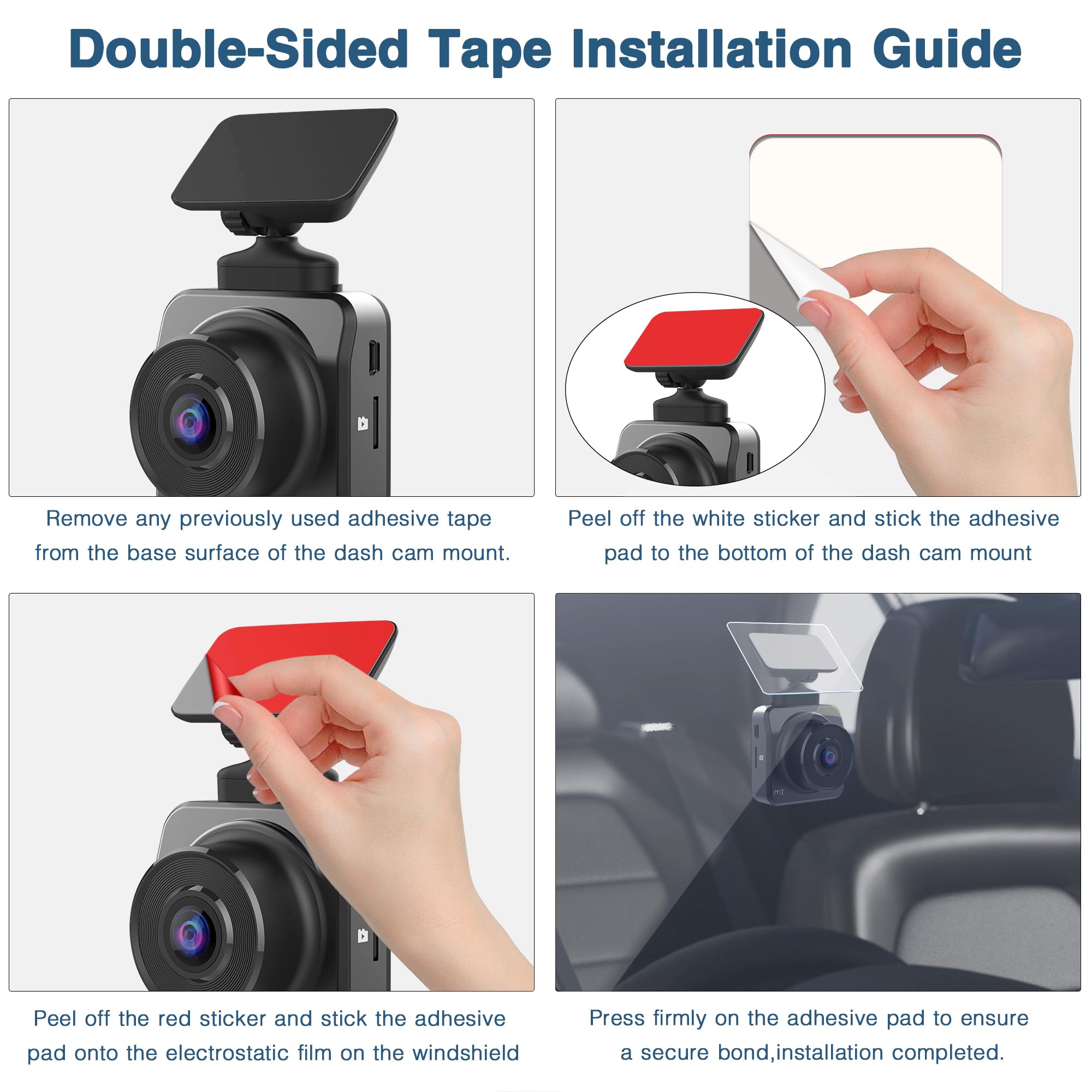 QaMcbulc Electrostatic Sticker for Dash Cam Mounting - 9 Transparent Adhesive Pads for Windshield and Radar Detectors