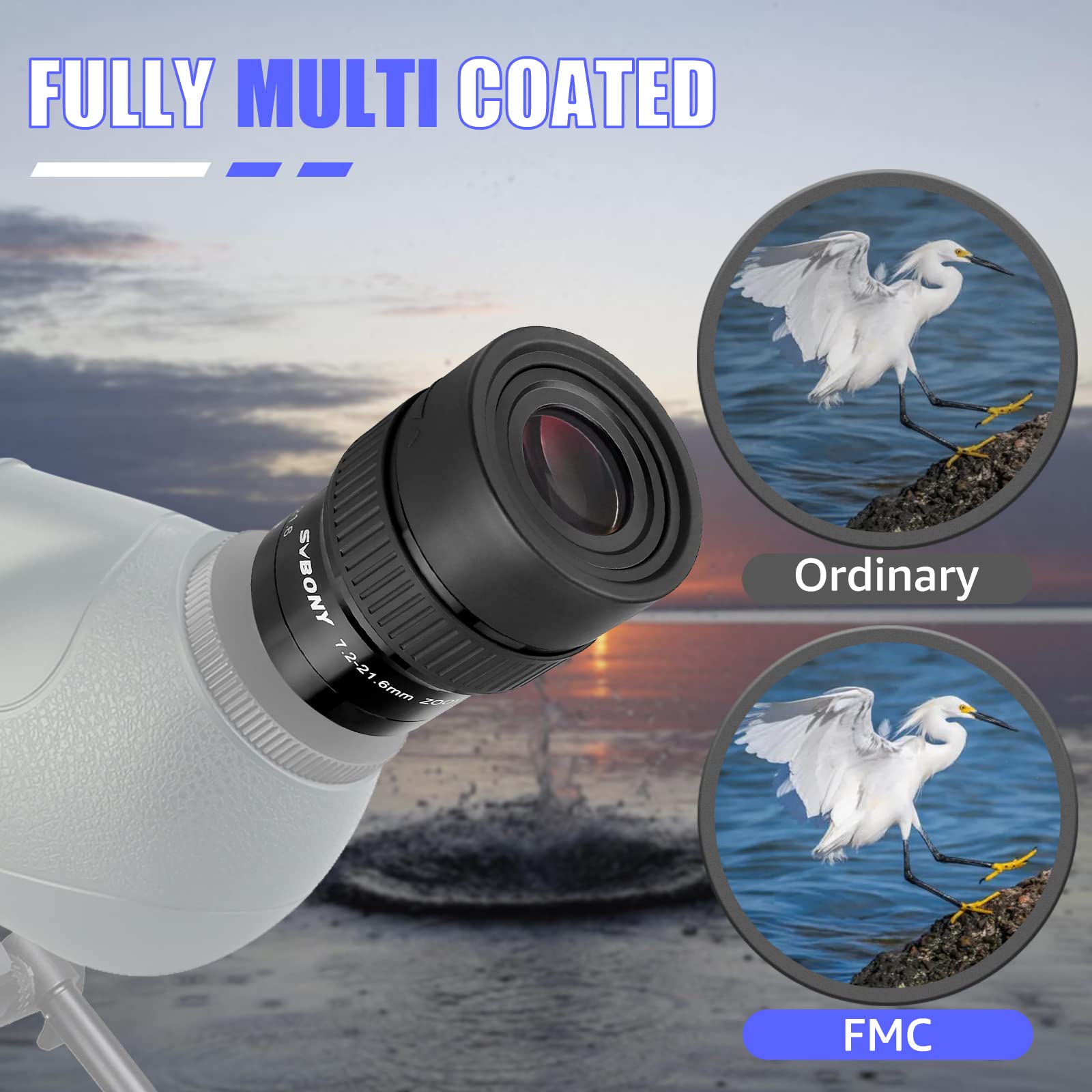 SVBONY SV191 7.2-21.6mm Zoom Telescope Eyepiece 1.25 Inch Black