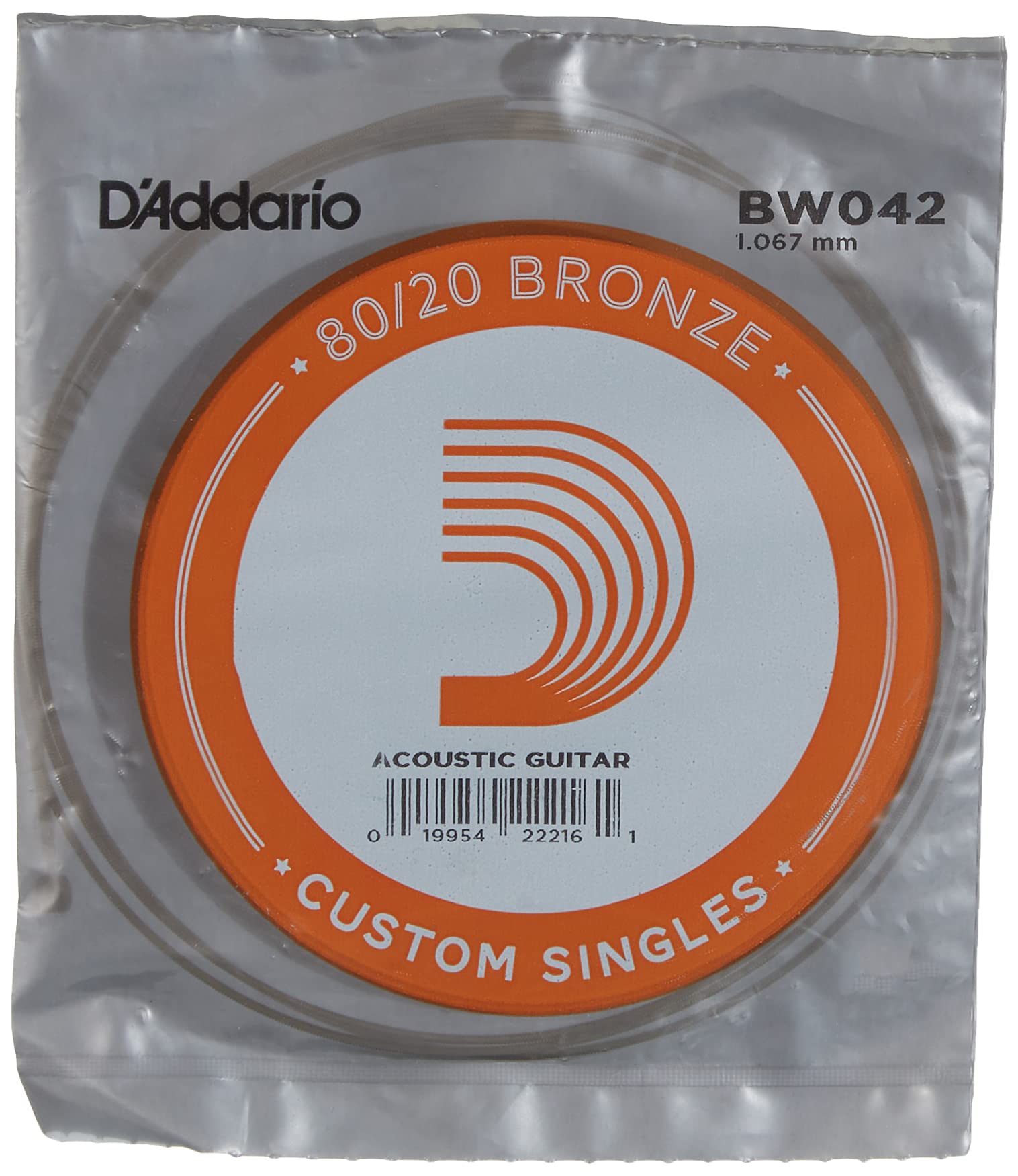 DAddario BW042 Bronze Wound Acoustic Guitar Single String, .042