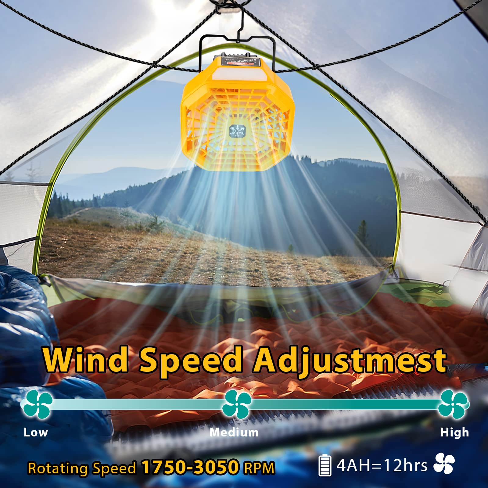 Taingwei Portable Fan With Remote For Dewalt 20V 60V Battery,Battery Operated Fan With 3 Energy Efficient Speed Settings And Dim