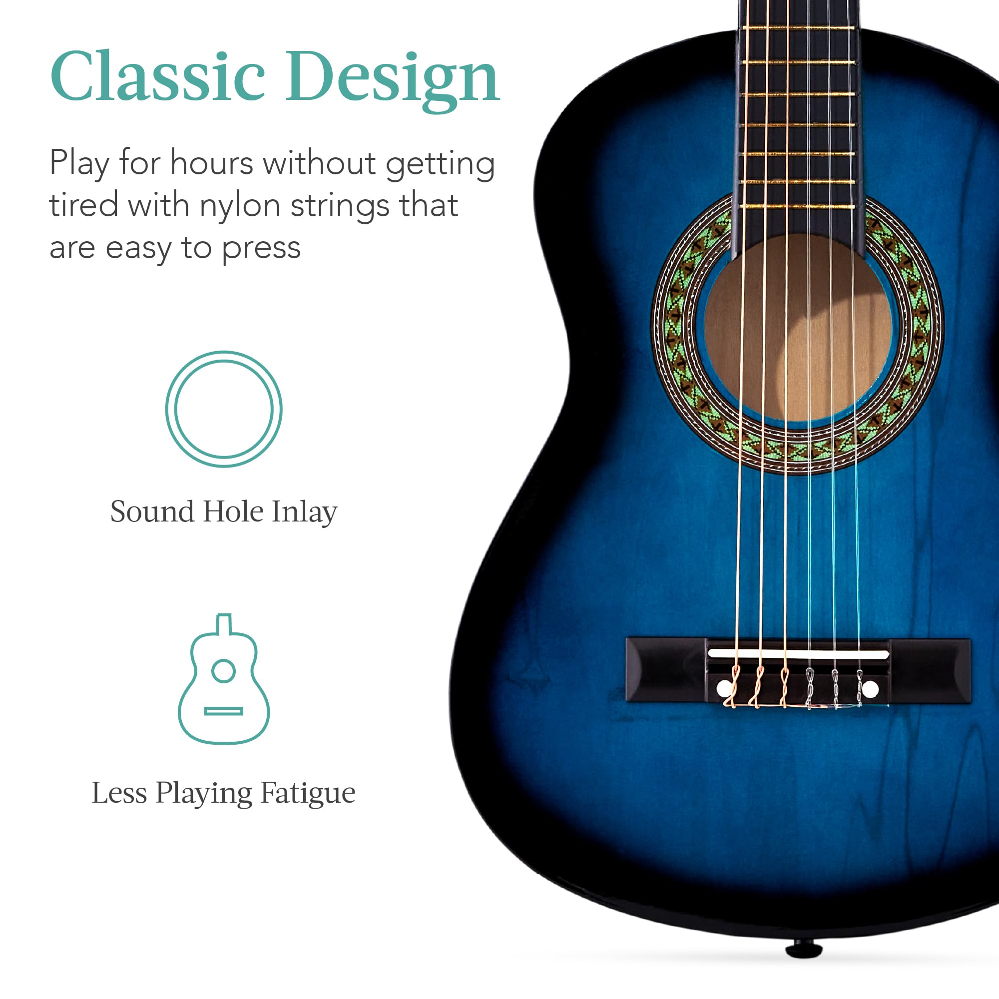 Best Choice Products 30In Kids Acoustic Guitar Beginner Starter Kit With Strap, Case, Strings   Blueburst