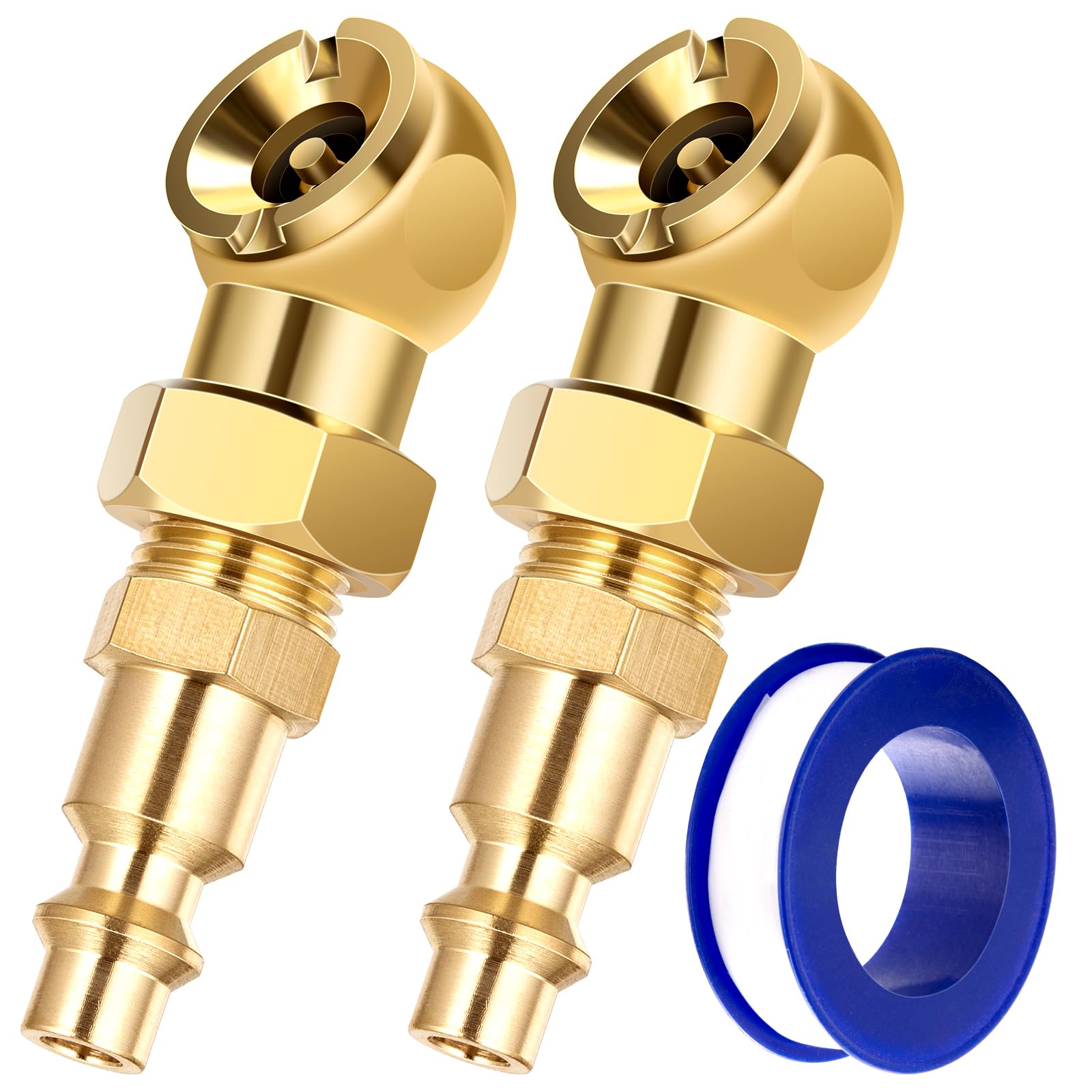 Sardvisa 2 Packs Portable Air Chucks, Solid Metal Closed Ball Air Chuck With 1/4'' Npt Standard Quick Plug, Tire Inflator Gauge