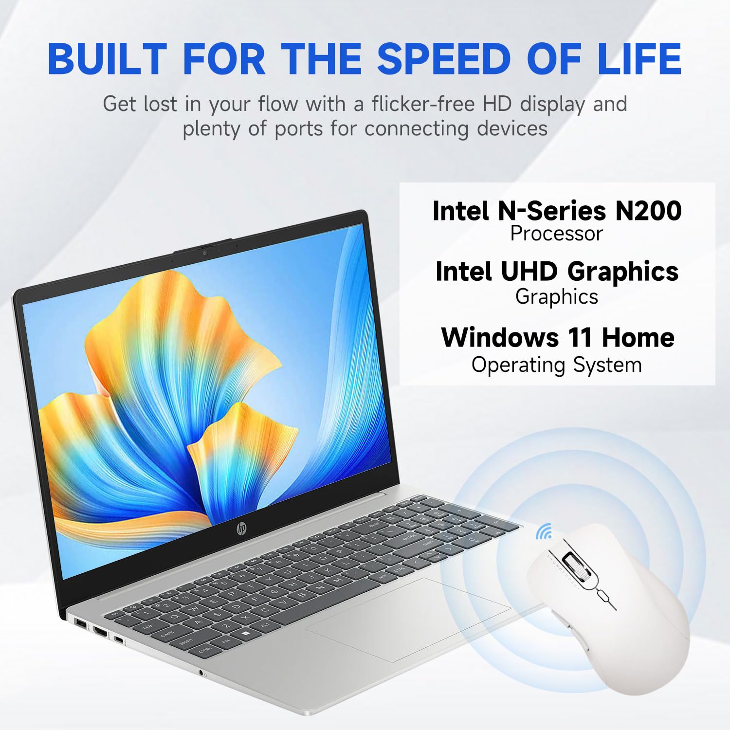 Hp 15.6 Hd Portable Laptop (Include 1 Year Microsoft 365), Intel Quad-Core Processor, 16Gb Ram, 128Gb Storage, Wi-Fi 6, Webcam,