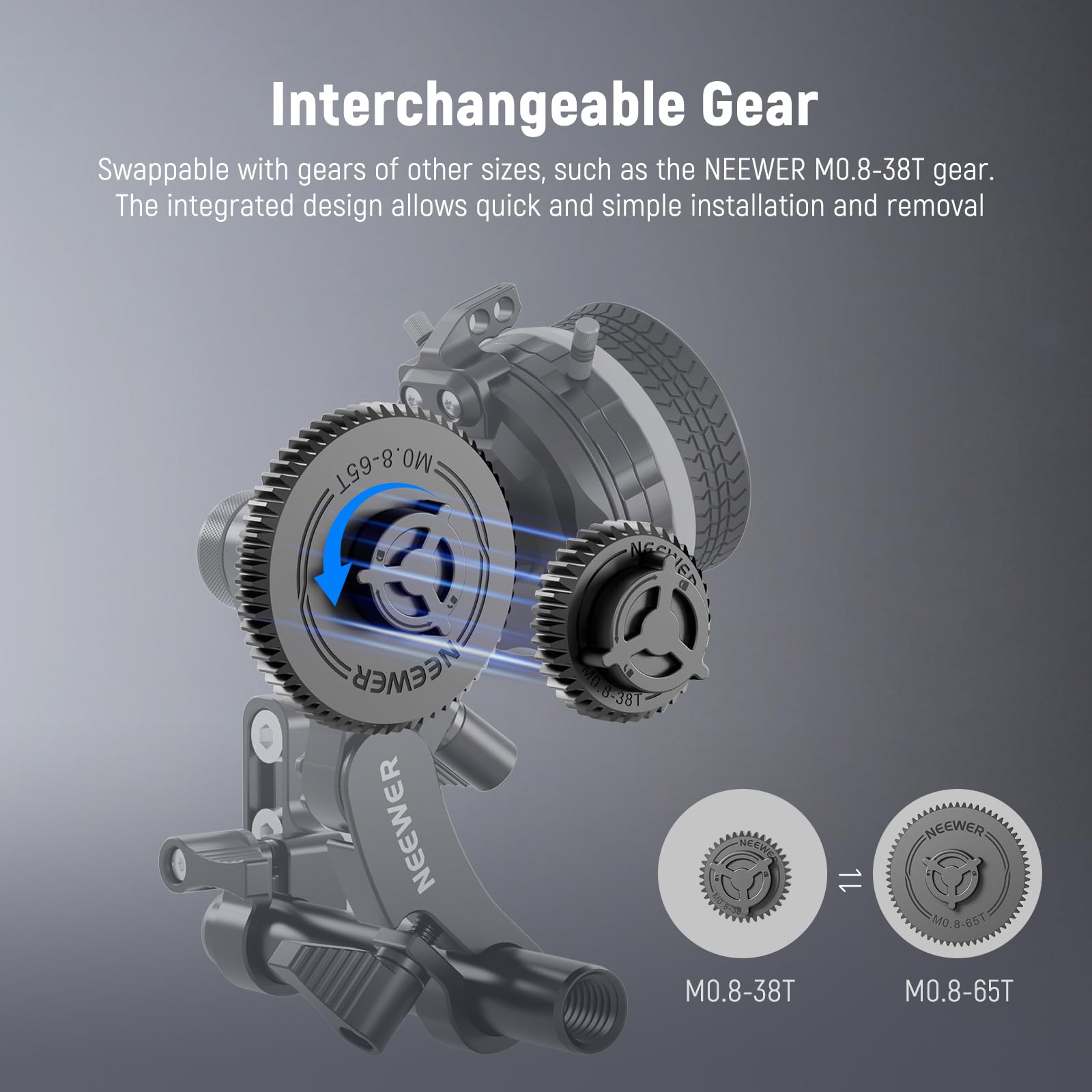 Neewer M0.8 65T Gear For Follow Focus, Standard 0.8 Mod And 65 Teeth Compatible With Smallrig Follow Focus And Neewer Mini Follo