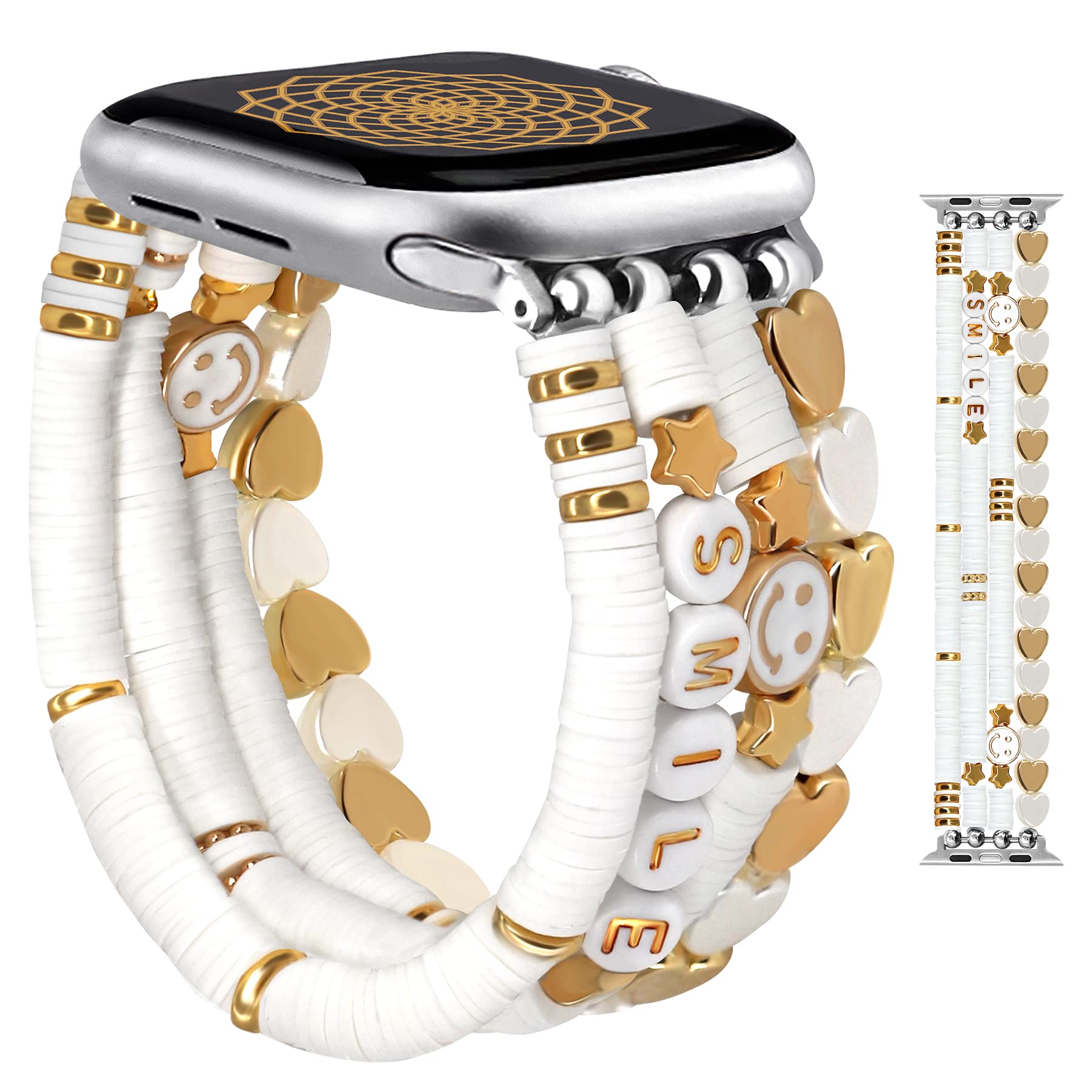 Jr.Dm Beaded Bracelet Compatible With Apple Watch 42Mm 44Mm 45Mm 46Mm For Women Kids, Cute Fashion Preppy Stackable Handmade Str