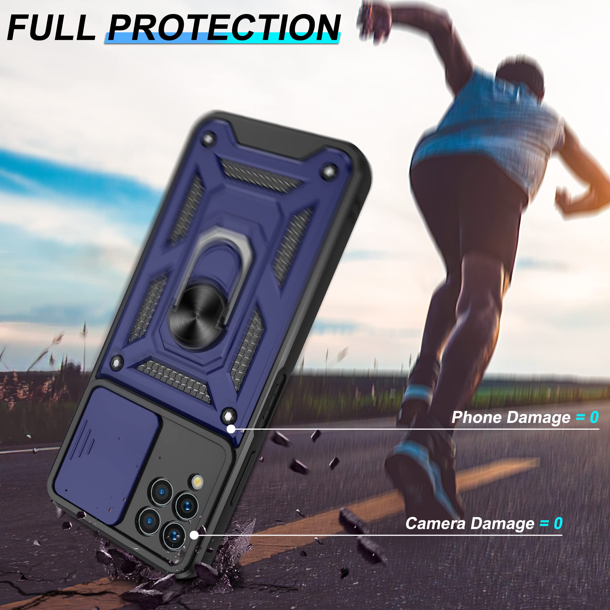 Atump For T Mobile Revvl 6 Pro 5G Case With Hd Screen Protector, 360 Rotation Ring Kickstand [Military Grade] Protective Case Fo